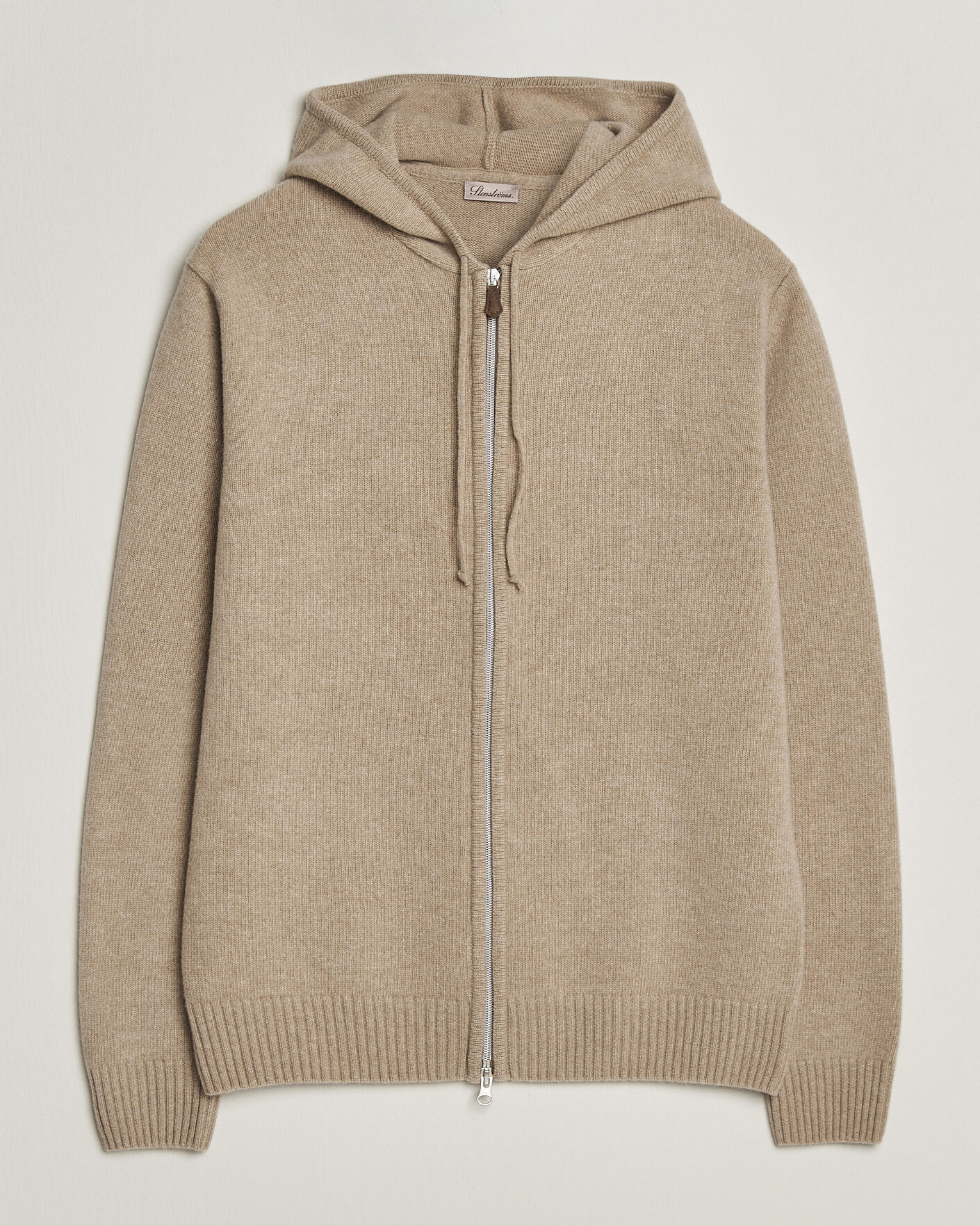 Homme | Pulls Et Tricots | Stenströms | Brushed Merino Full-Zip Hood Beige