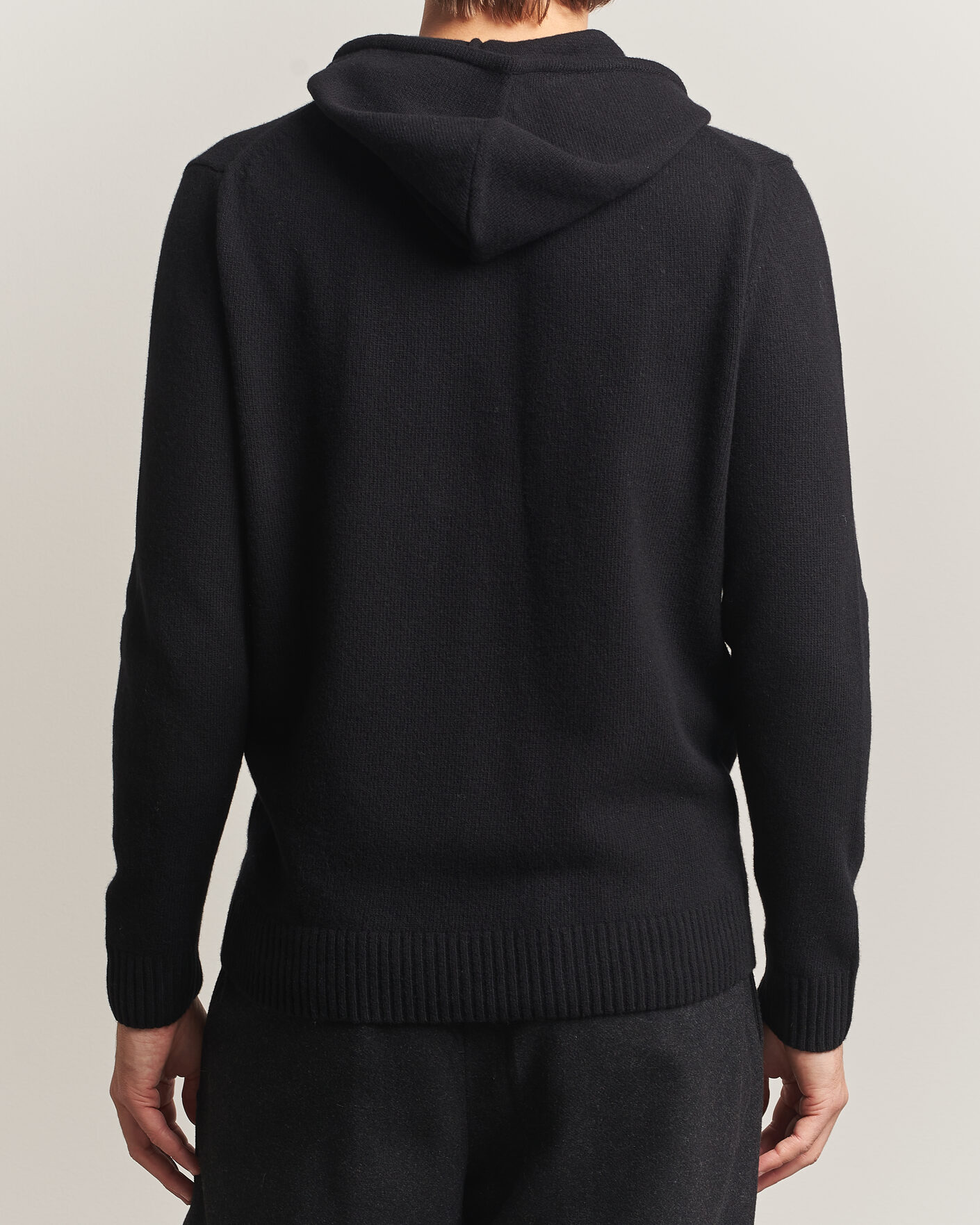 Homme | Pulls Et Tricots | Stenströms | Brushed Merino Full-Zip Hood Black