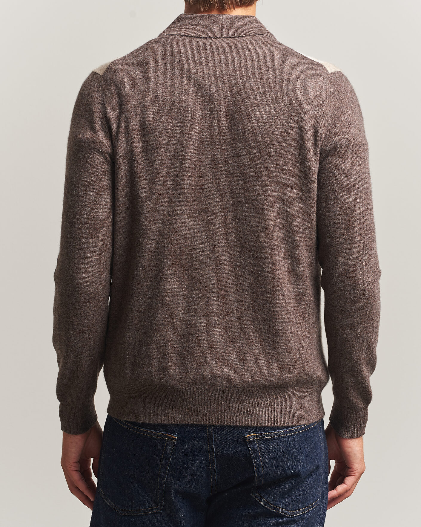 Homme | Pulls Et Tricots | Stenströms | Cashmere Striped Polo Cardigan Brown