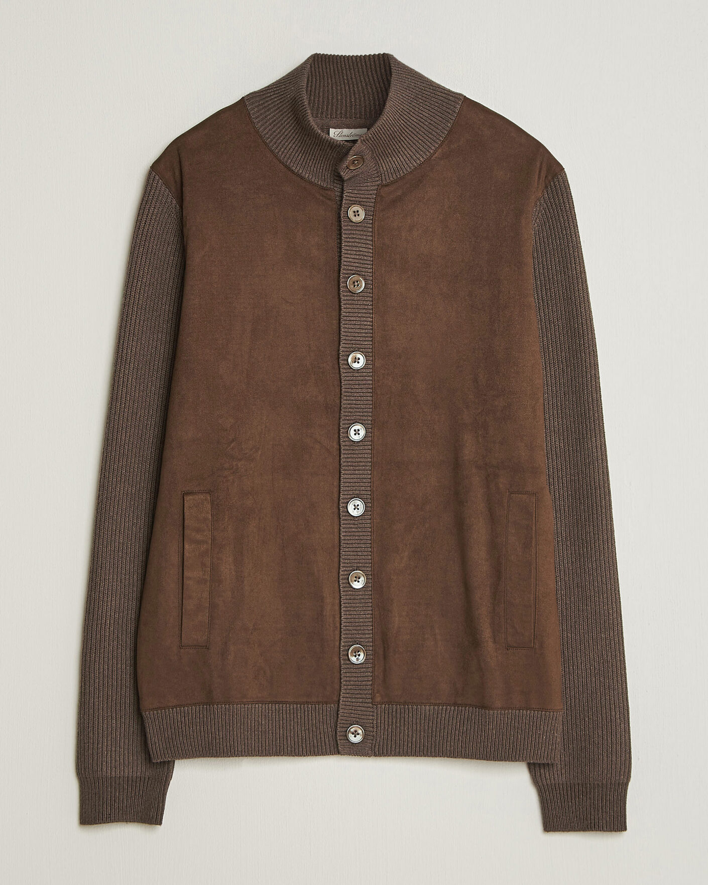 Homme | Pulls Et Tricots | Stenströms | Knitted Hybrid Alcantara Jacket Brown
