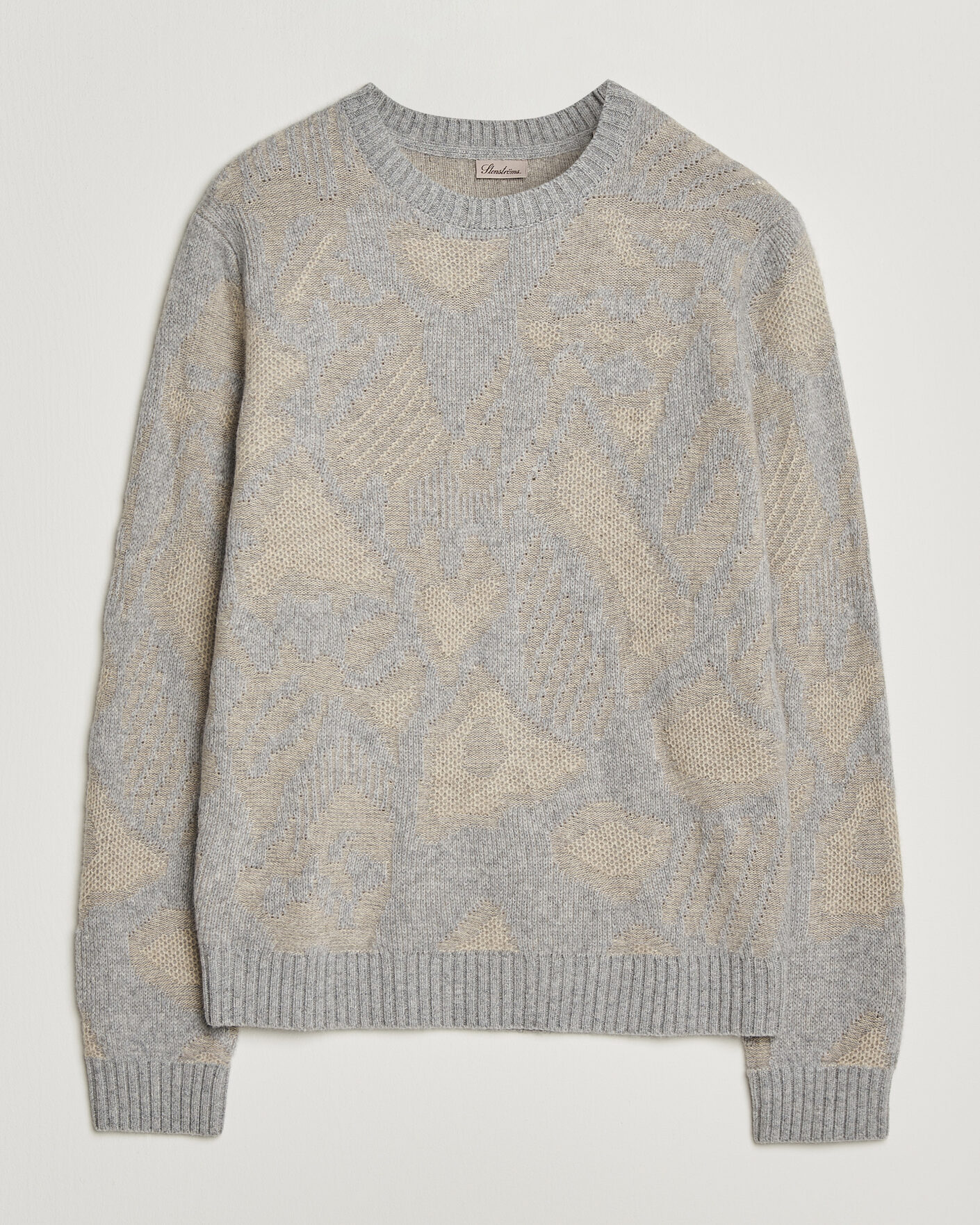 Homme | Pulls Et Tricots | Stenströms | Knitted Jaquard Yak/Merino Sweater Beige Grey