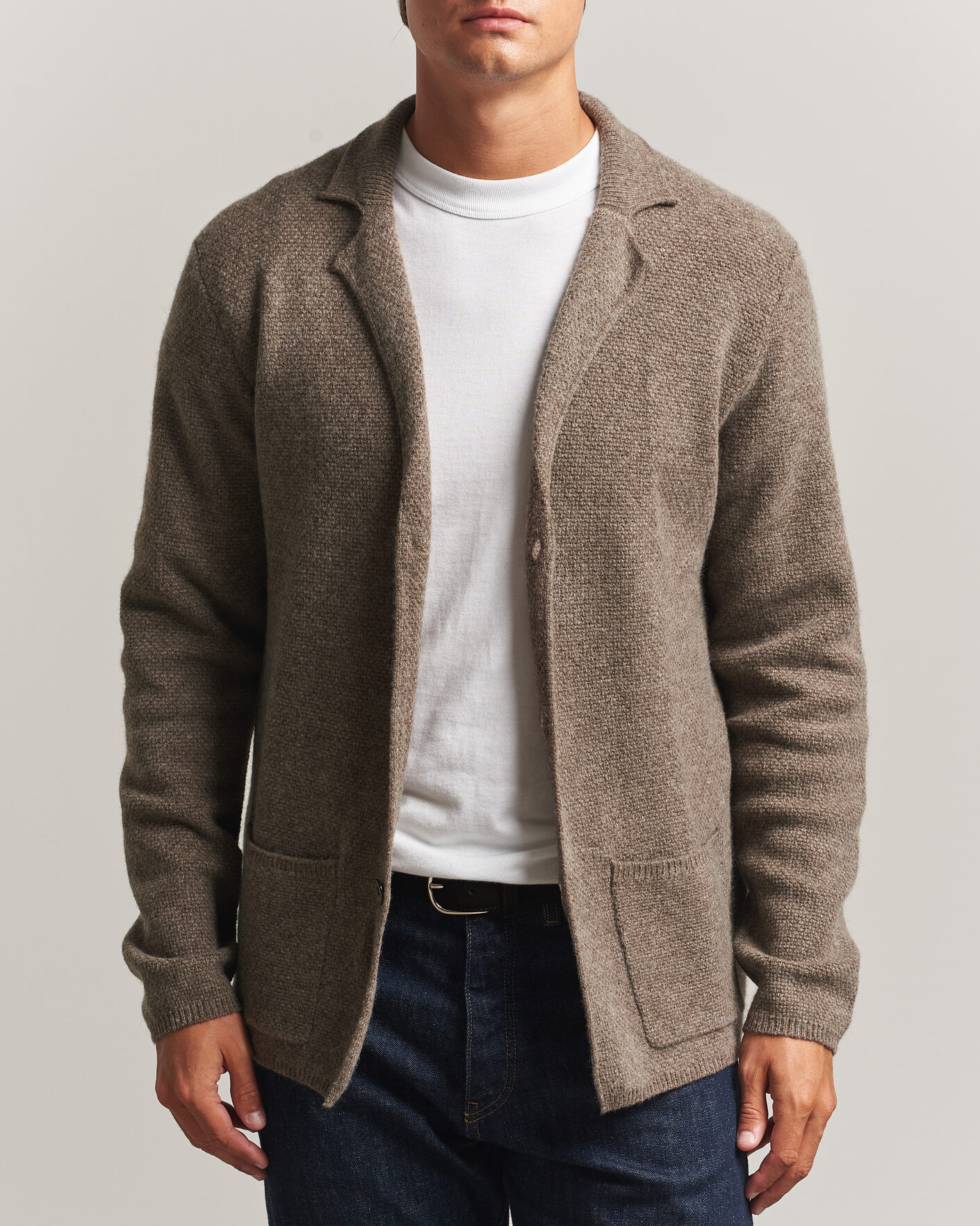 Homme | Pulls Et Tricots | Stenströms | Knitted Yak/Merino Cardigan Blazer Brown