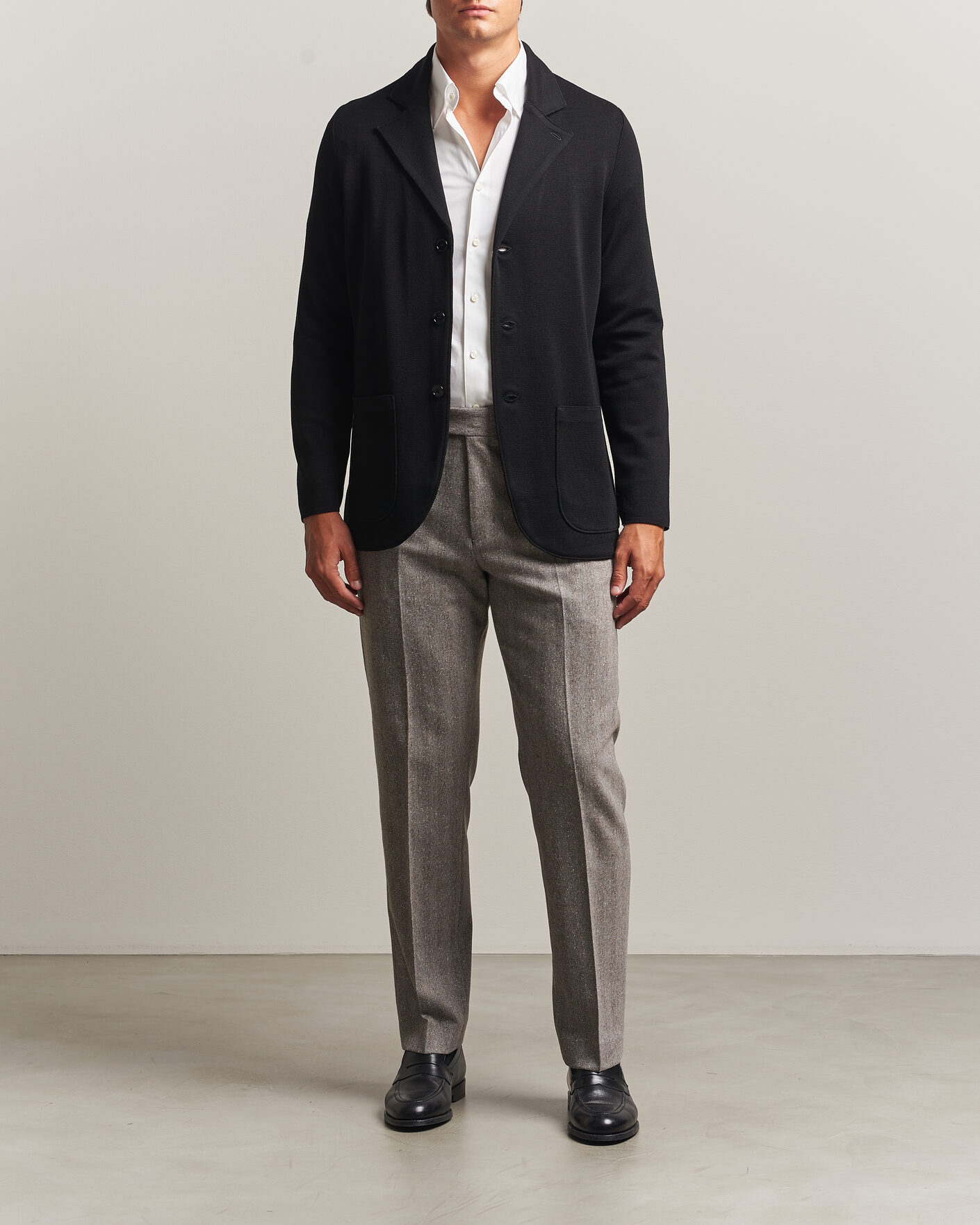 Homme | Blazers | Stenströms | Milano Knitted Merino Blazer Black