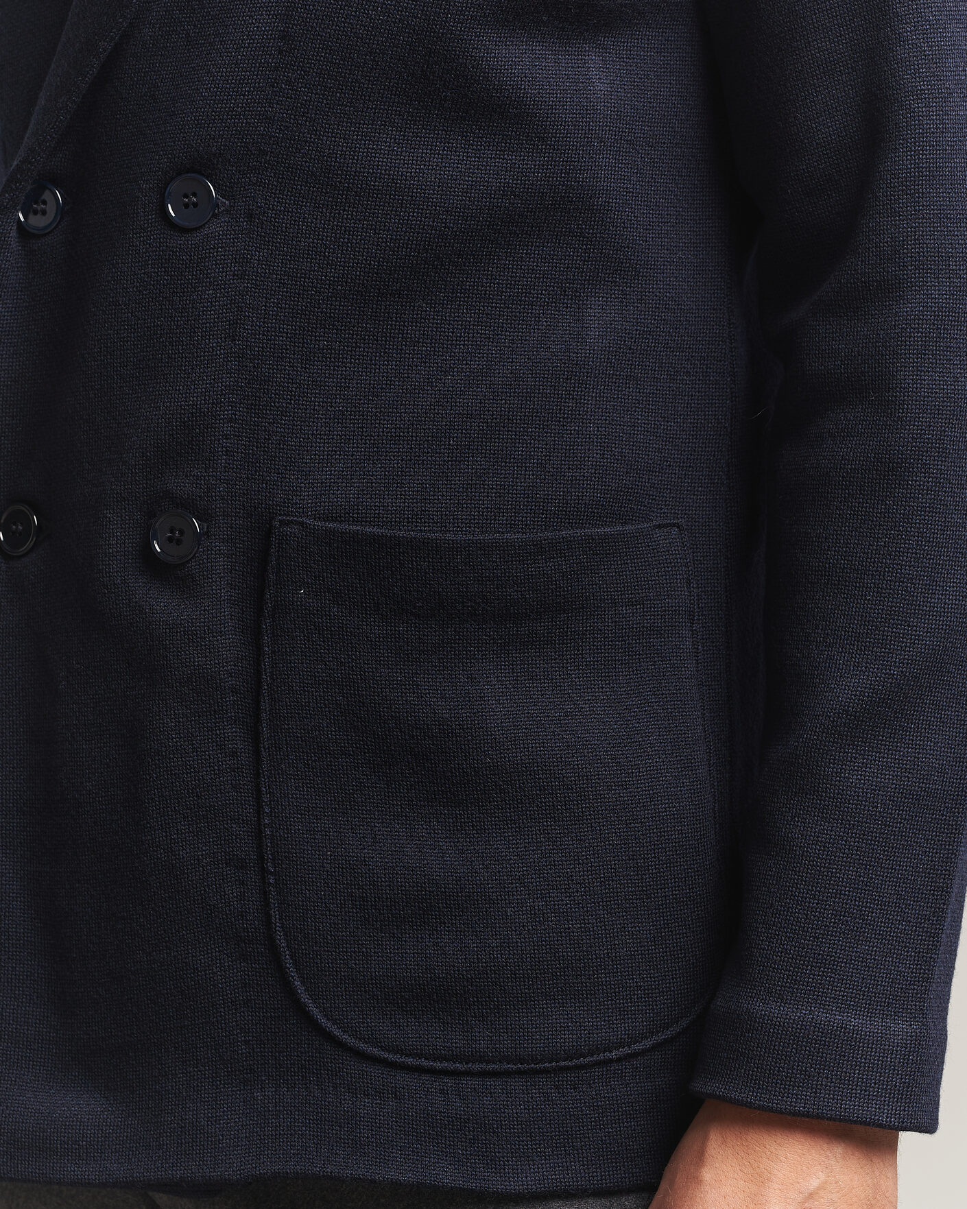 Homme | Blazers | Stenströms | Knitted Herringbone DB Wool Blazer Navy
