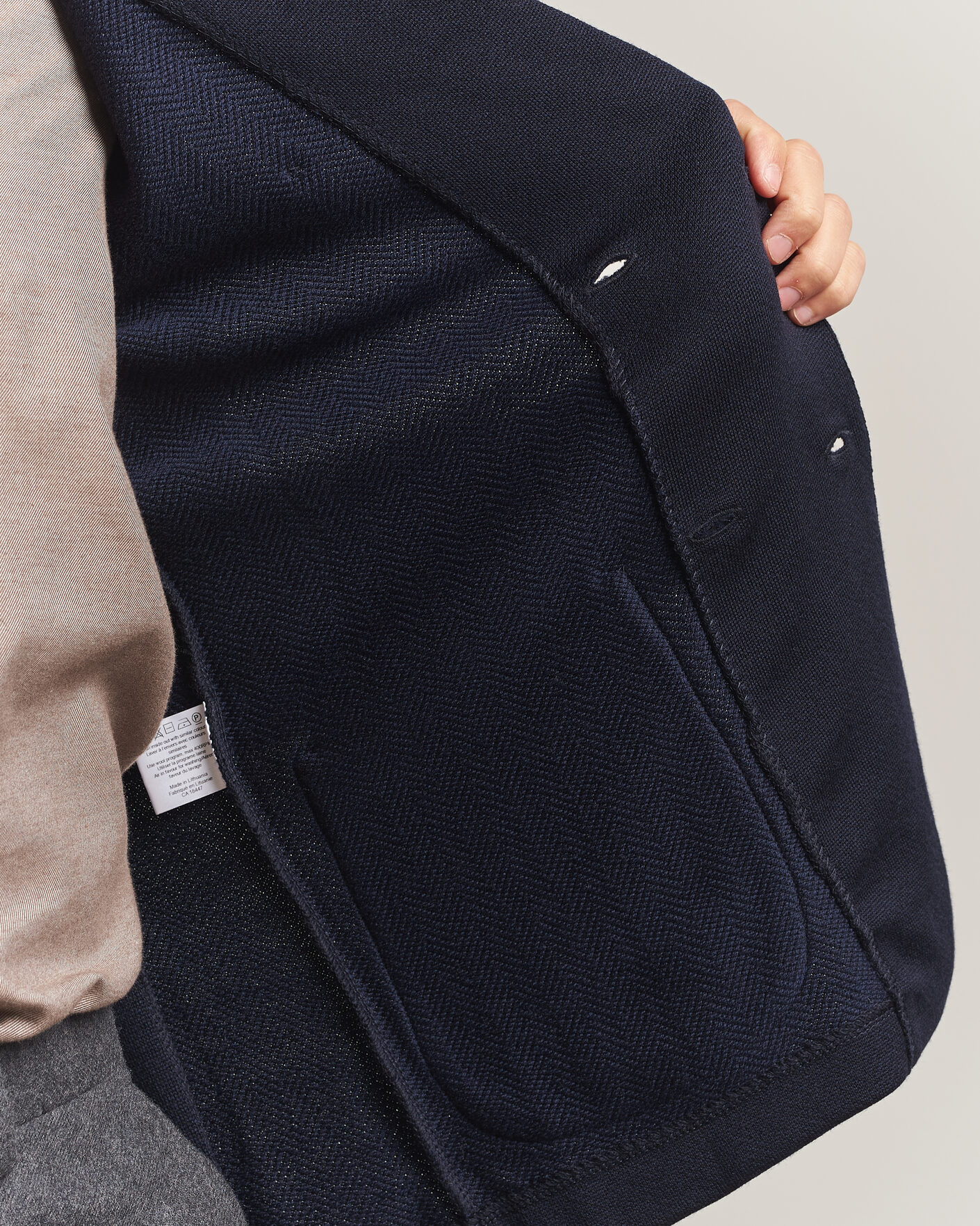 Homme | Blazers | Stenströms | Knitted Herringbone DB Wool Blazer Navy