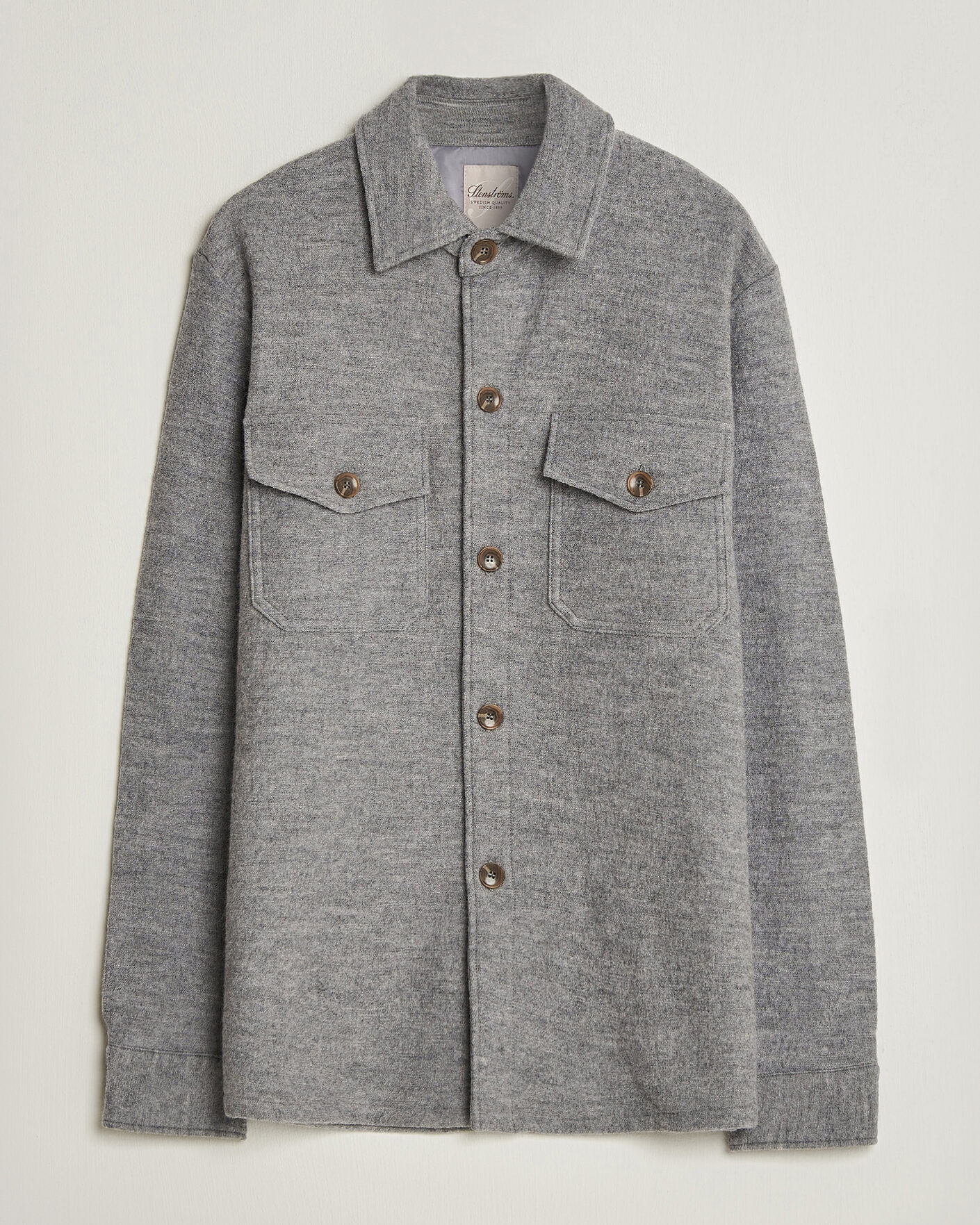Homme | Chemises | Stenströms | Felted Wool Overshirt Grey