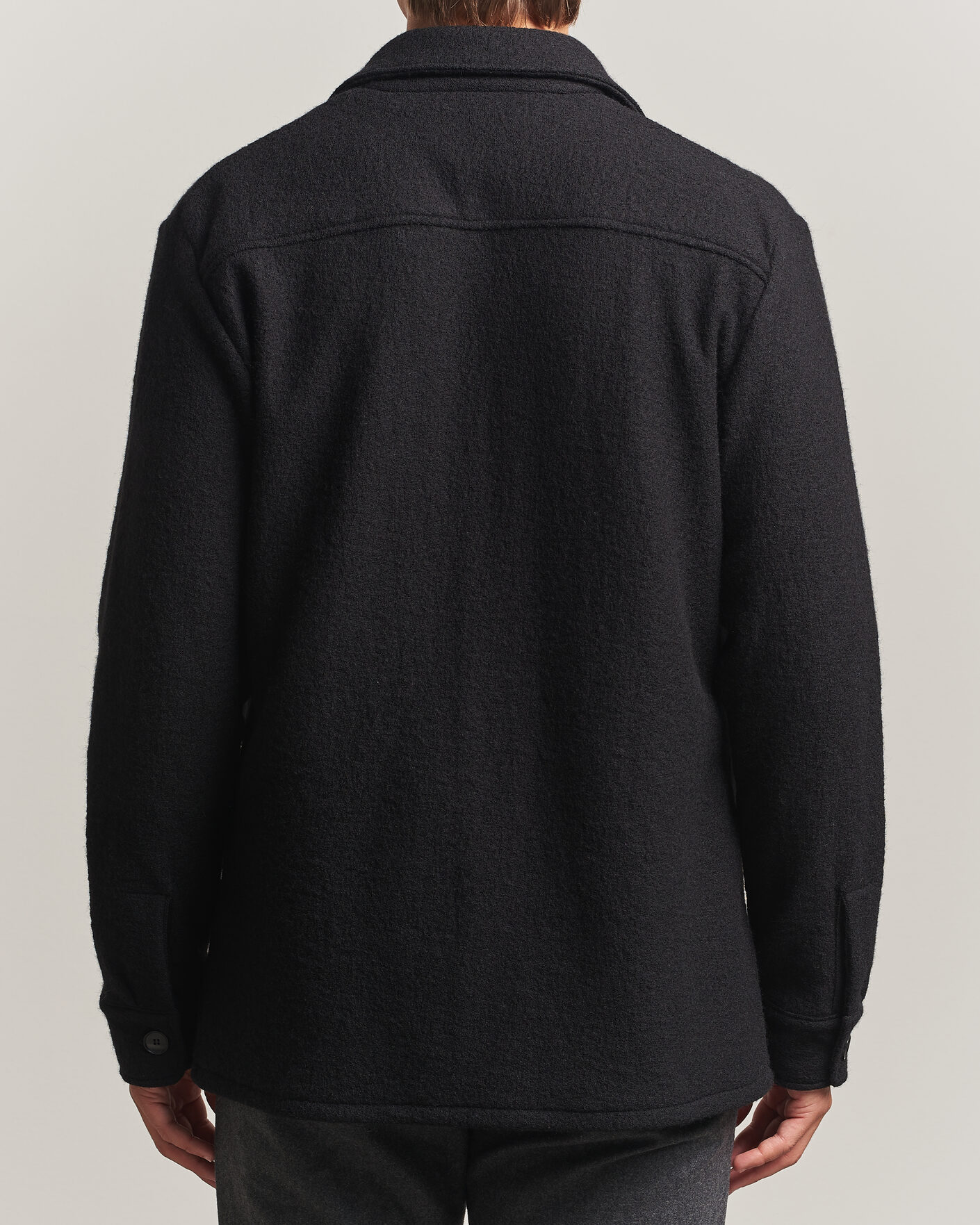 Homme | Chemises | Stenströms | Felted Wool Overshirt Black