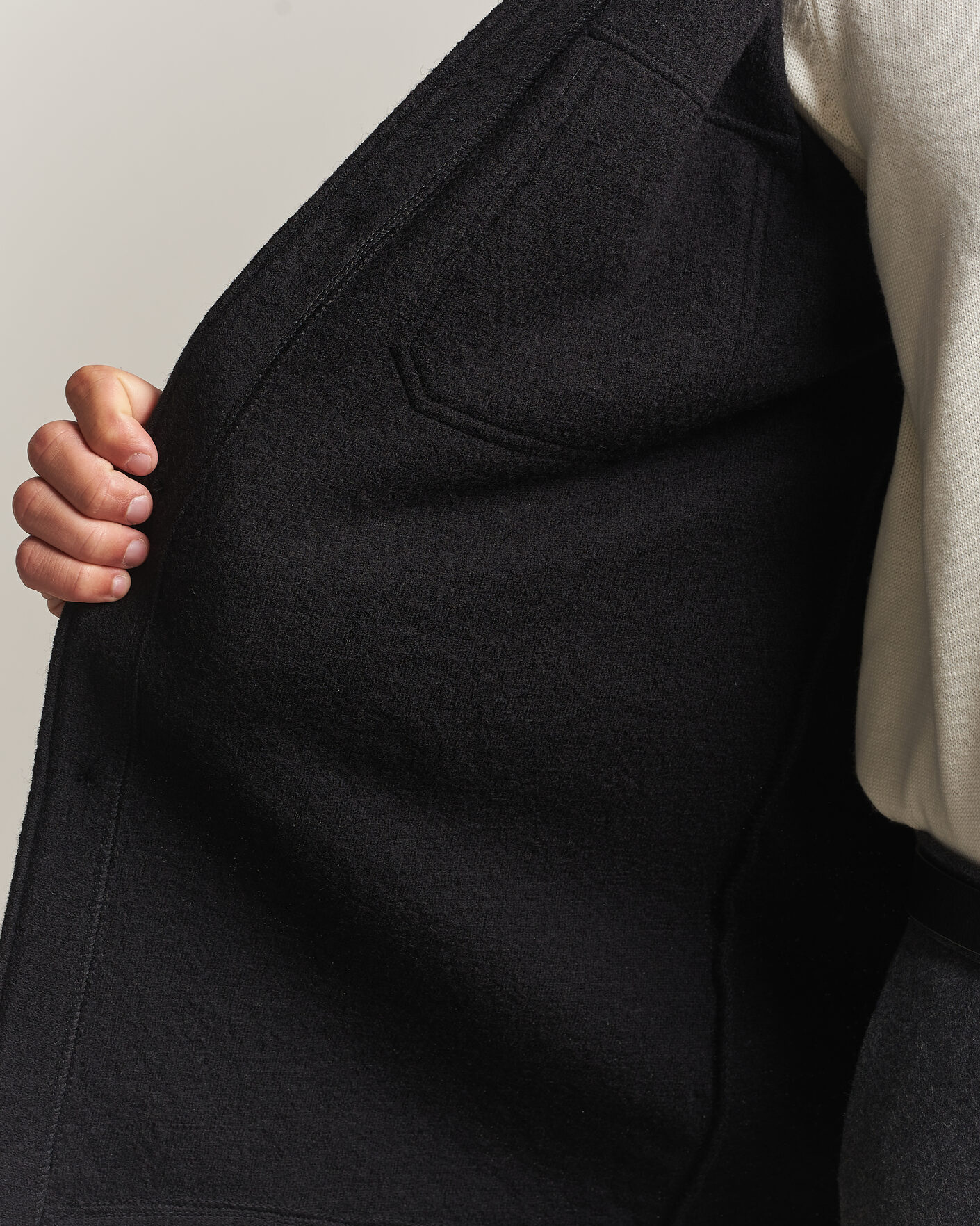 Homme | Chemises | Stenströms | Felted Wool Overshirt Black