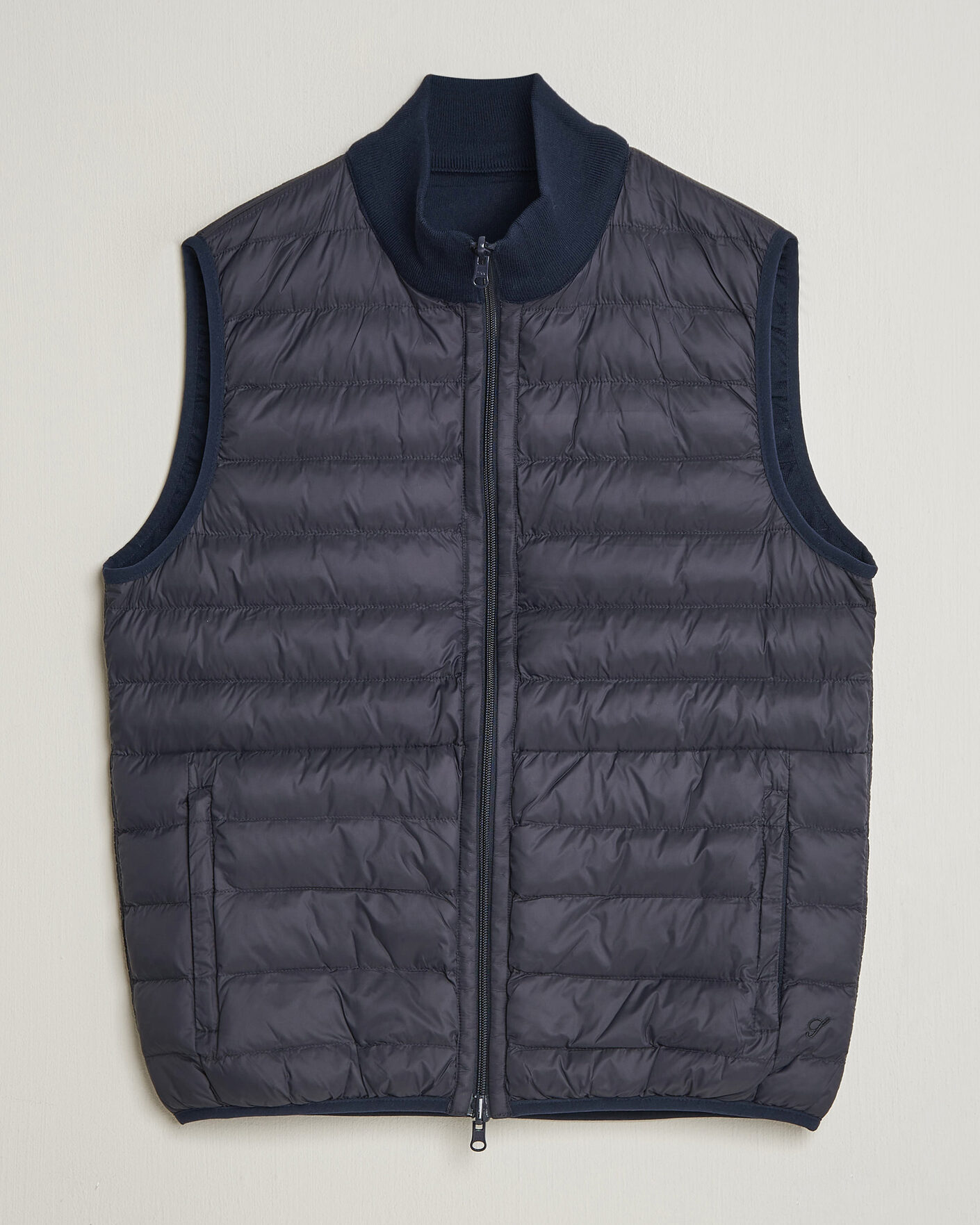 Homme | Gilets | Stenströms | Reversible Knitted Merino/Nylon Vest Navy