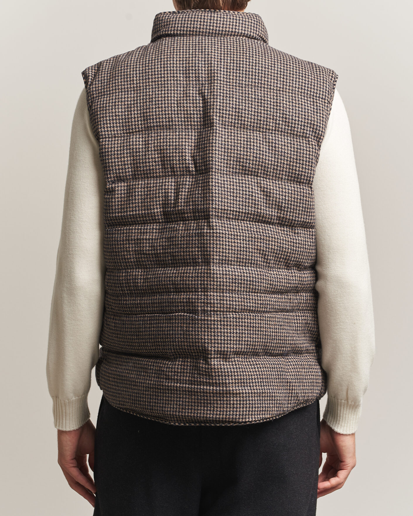 Homme | Gilets | Stenströms | Padded Houndstooth Wool Vest Brown