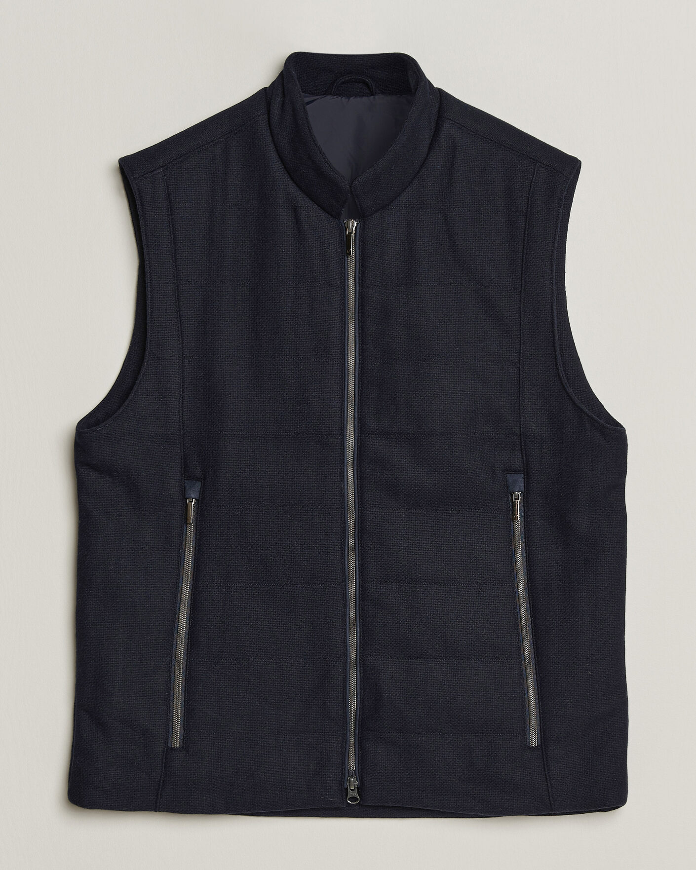 Homme | Gilets | Stenströms | Wool Alcantara Detail Light Padded Vest Navy