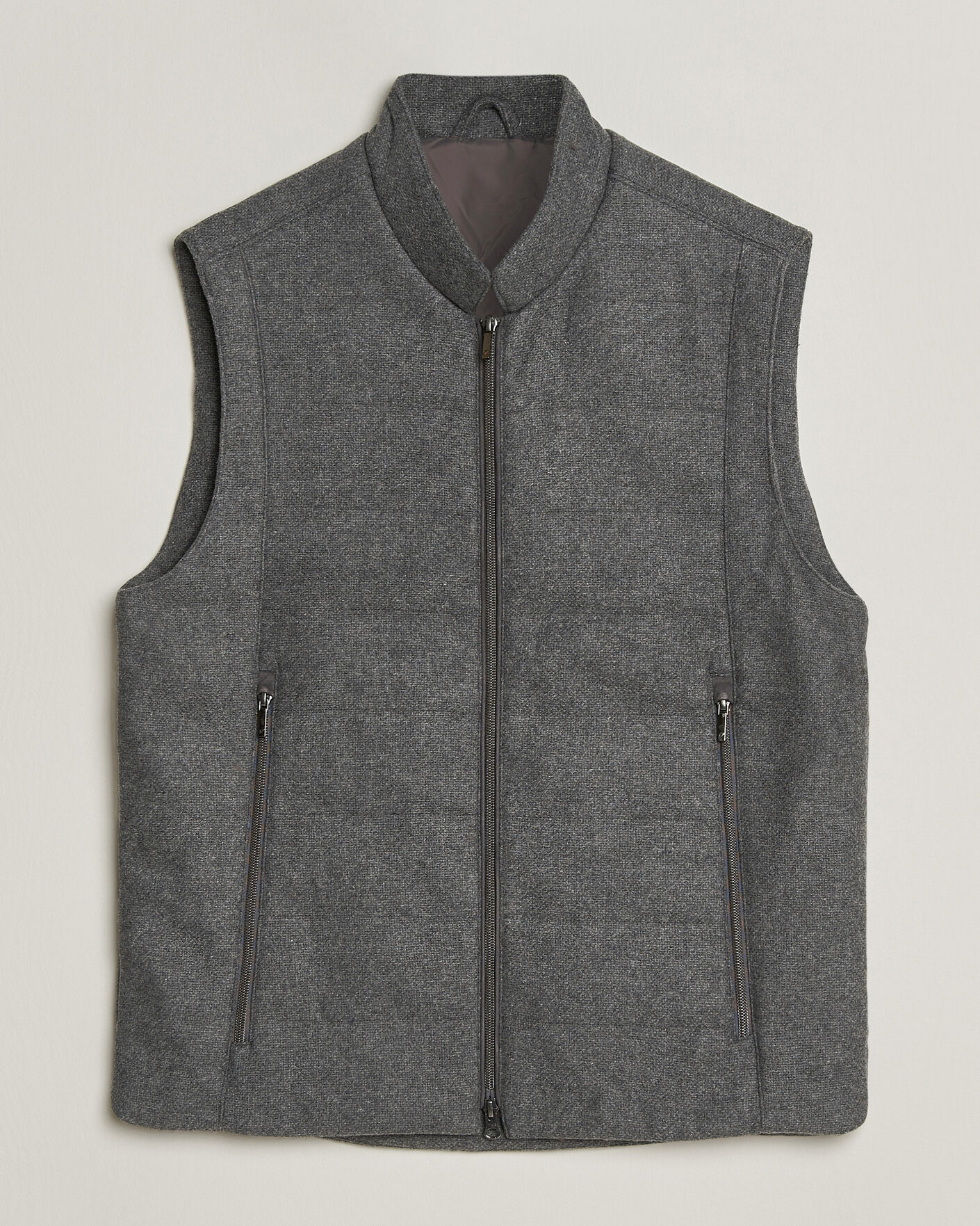 Homme | Gilets | Stenströms | Wool Alcantara Detail Light Padded Vest Grey
