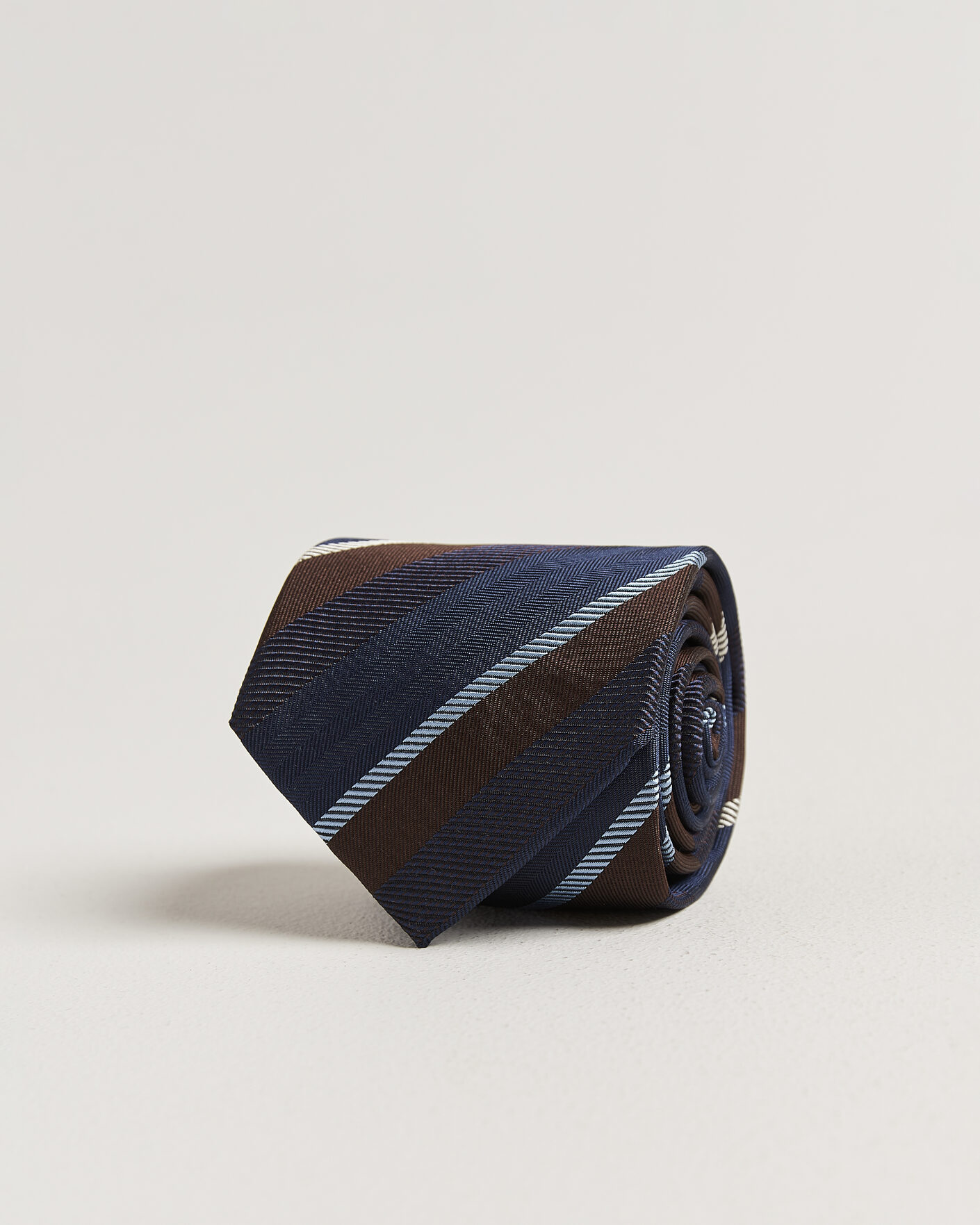 Homme | Cravates | Stenströms | Regimental Stripe Silk Tie 7,5cm Navy