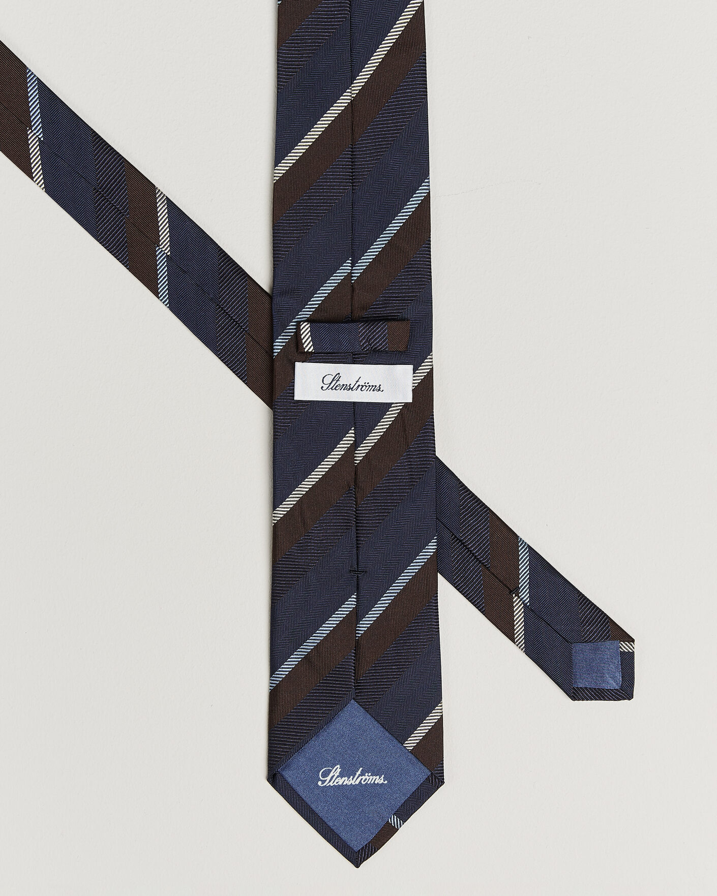 Homme | Cravates | Stenströms | Regimental Stripe Silk Tie 7,5cm Navy