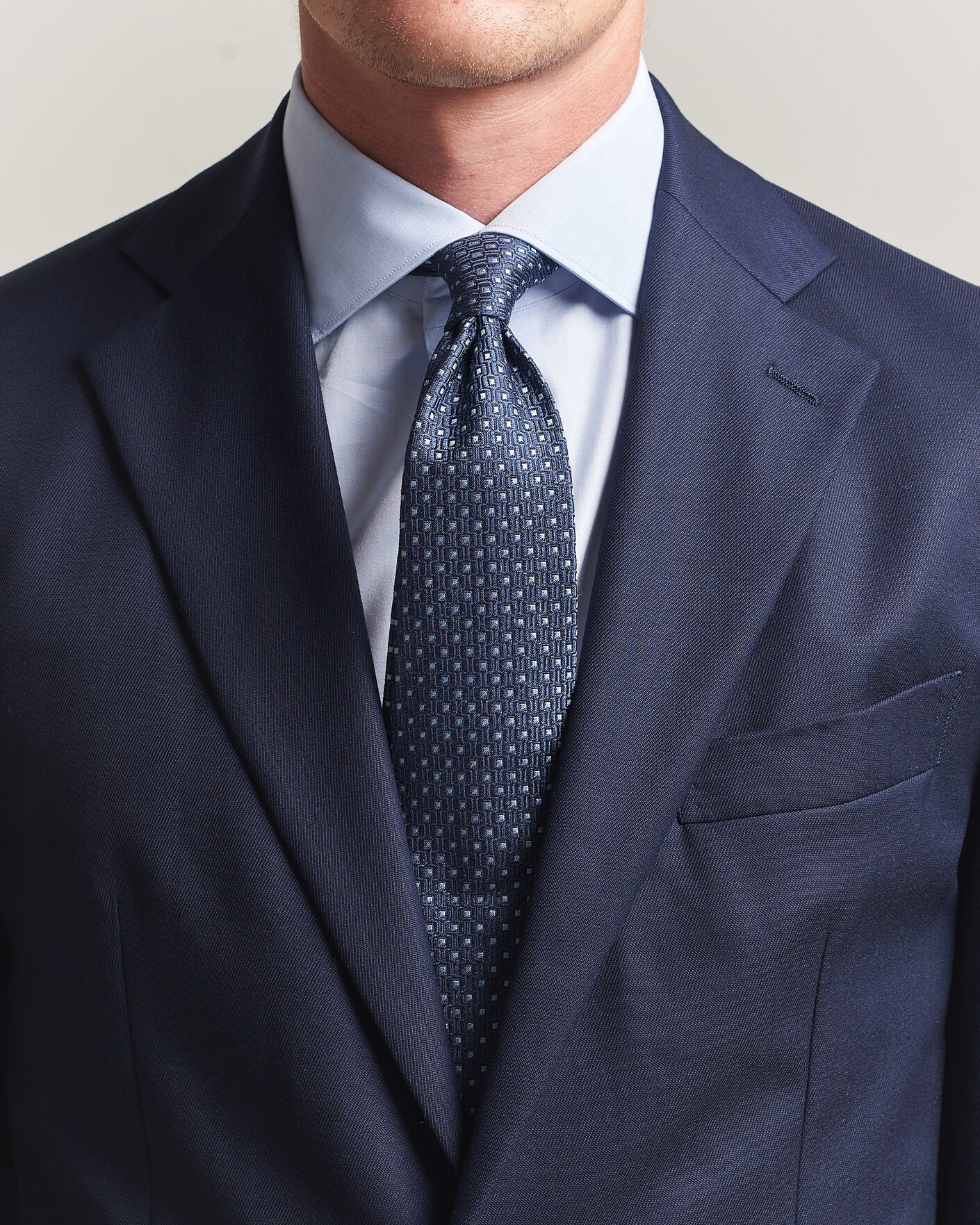 Homme | Cravates | Stenströms | Woven Silk Dot Tie 7,5cm Navy