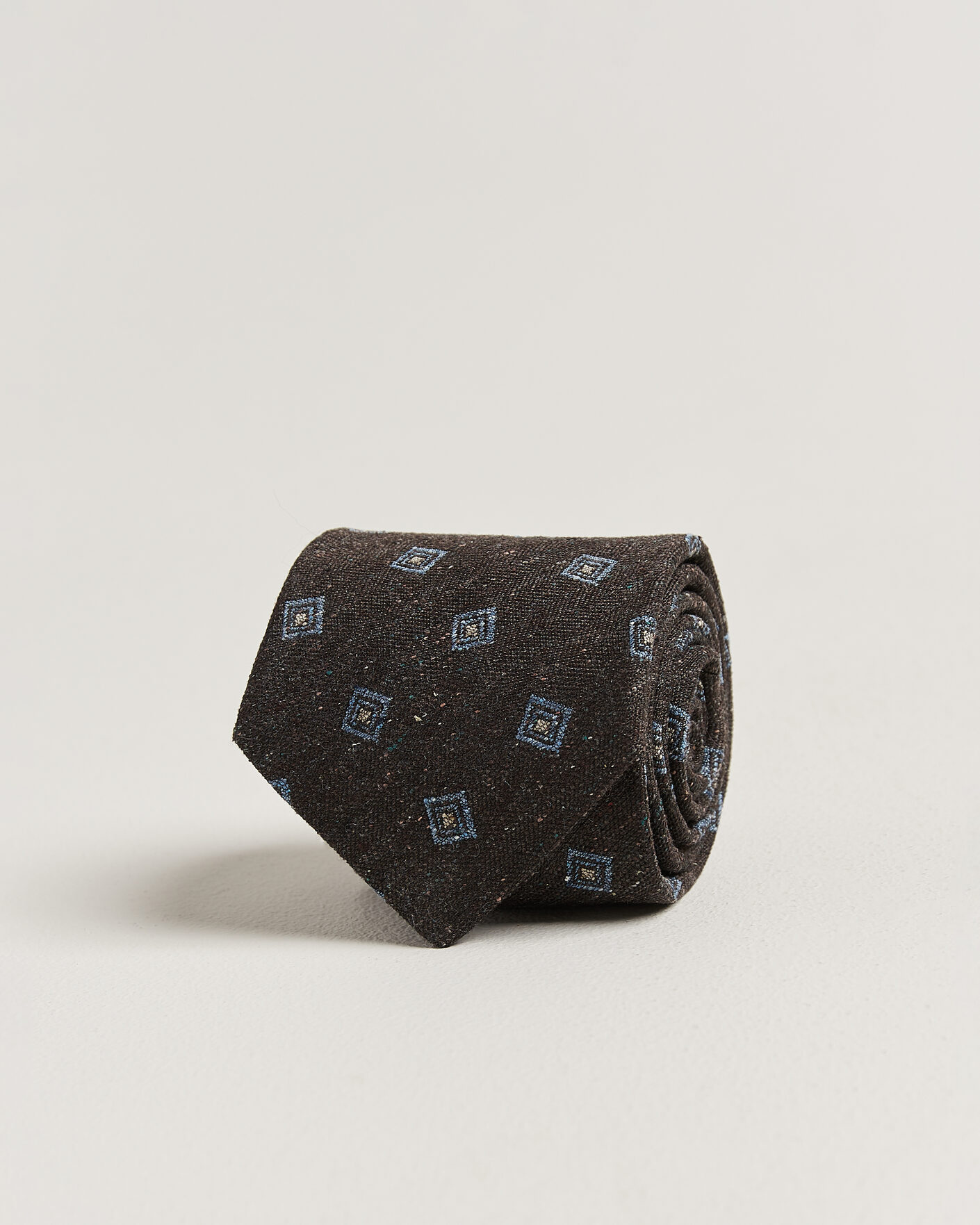 Homme | Cravates | Stenströms | Woven Herringbone Silk Tie 7,5cm Dark Brown
