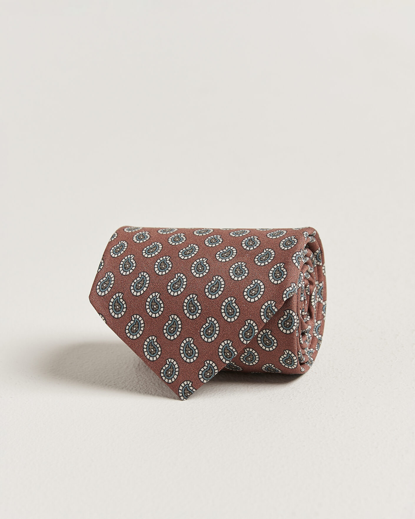 Homme | Cravates | Stenströms | Printed Silk Paisley Tie 7,5cm Rust