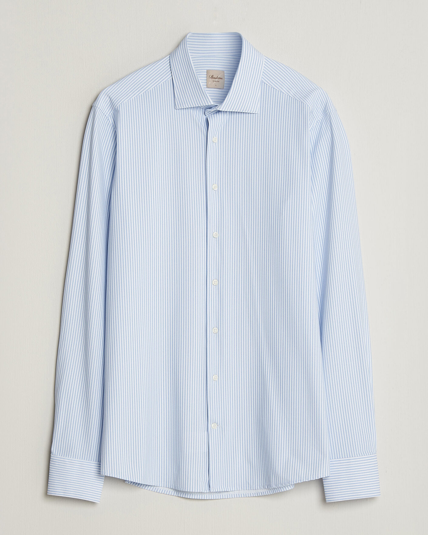 Homme | Chemises | Stenströms | Slimline Active Stretch Striped Shirt Light Blue