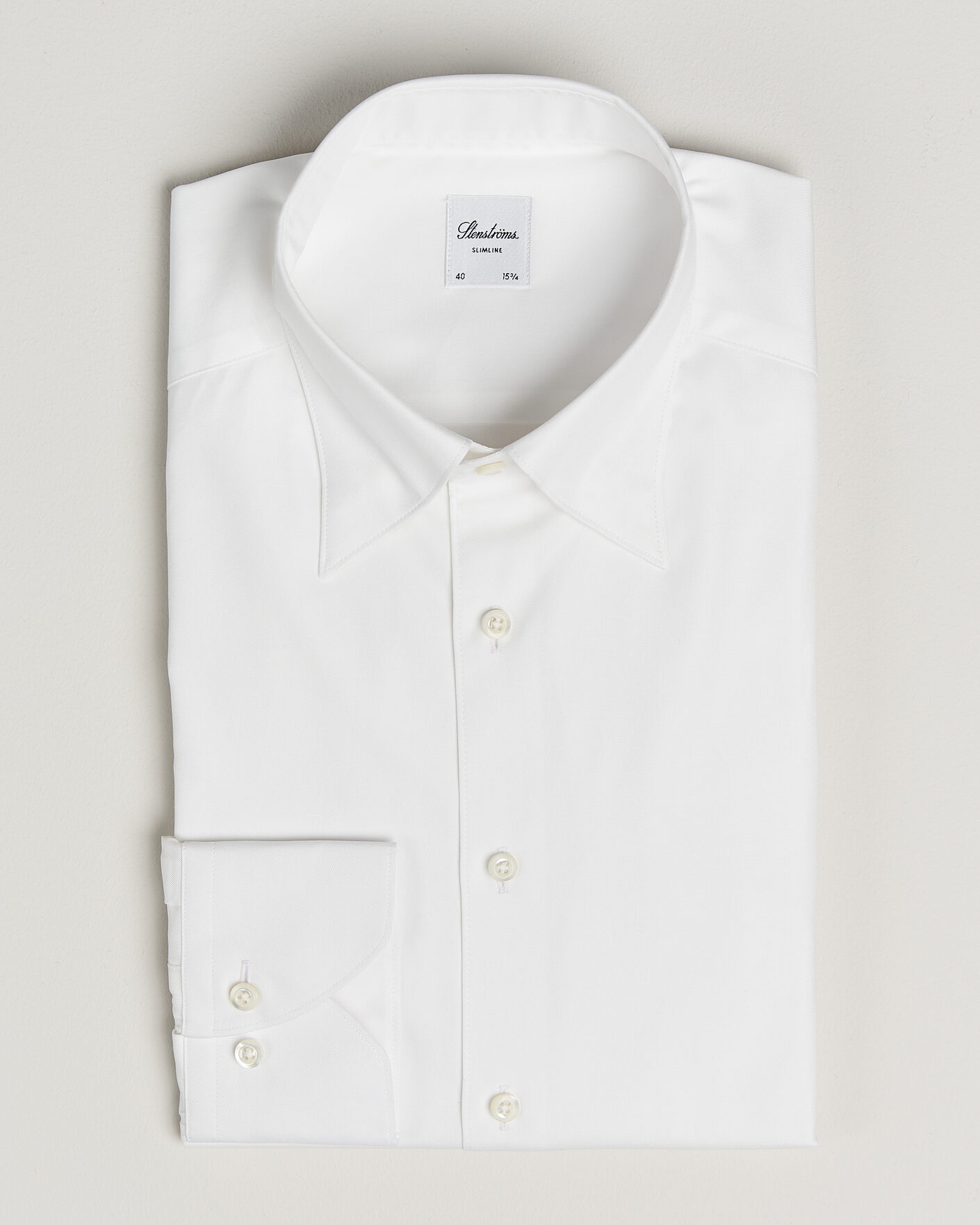 Homme | Chemises | Stenströms | Slimline Twofold Cotton Button Under Shirt White