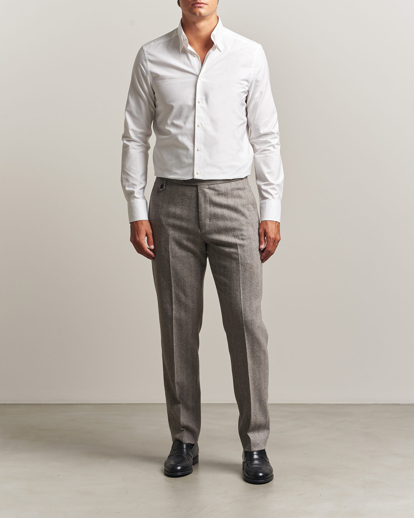 Homme | Chemises | Stenströms | Slimline Twofold Cotton Button Under Shirt White