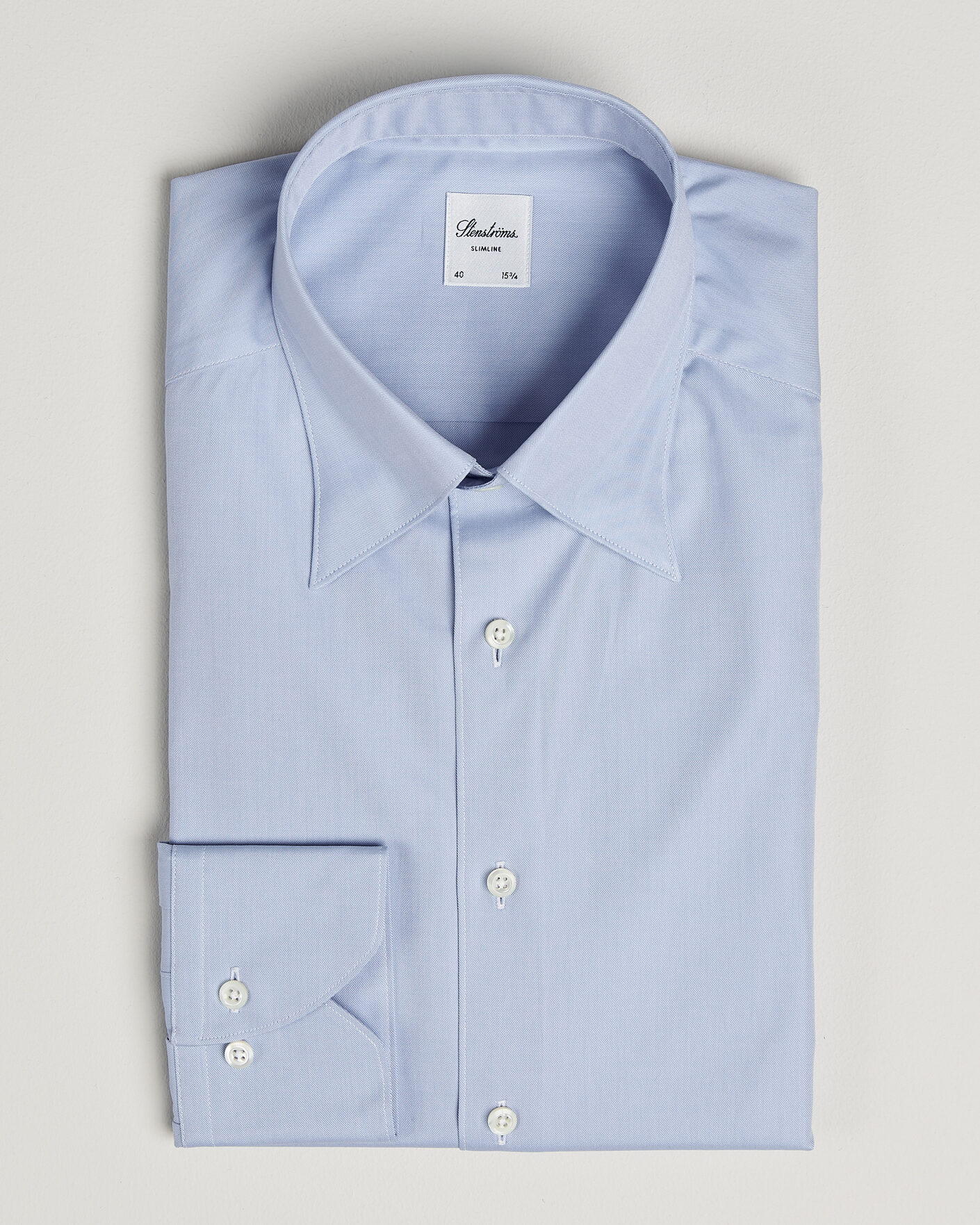 Homme | Chemises | Stenströms | Slimline Twofold Cotton Button Under Shirt Blue
