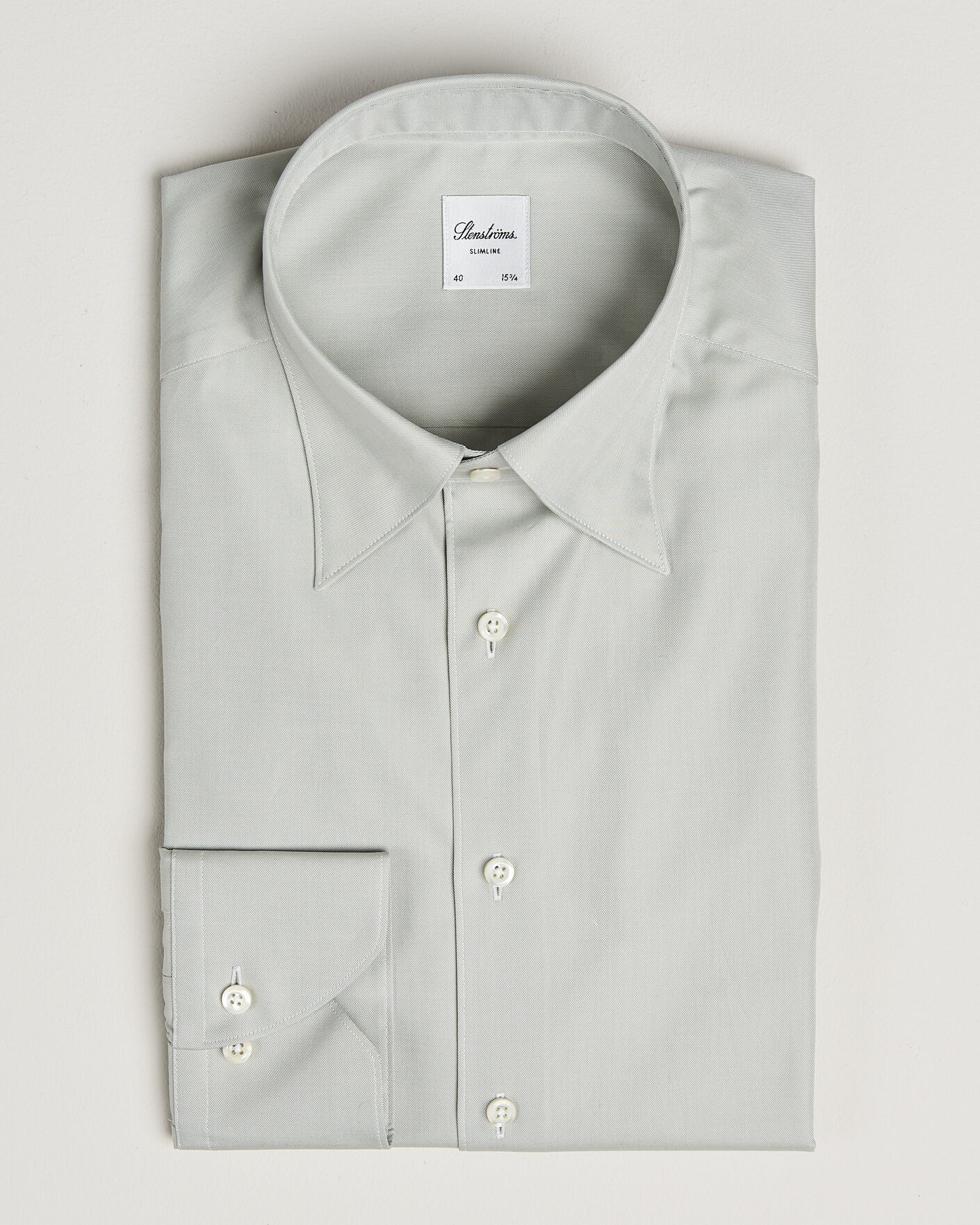 Homme | Chemises | Stenströms | Slimline Twofold Cotton Button Under Shirt Green