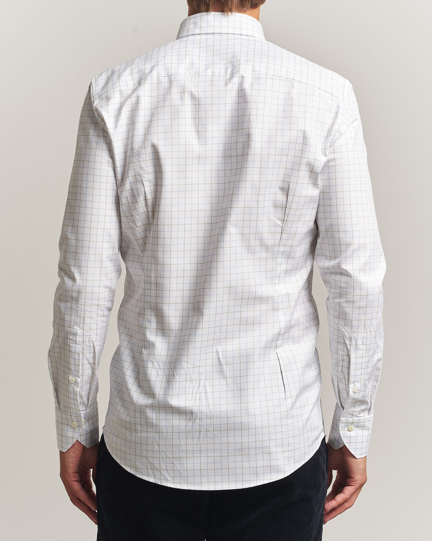 Homme | Chemises | Stenströms | Slimline Oxford Tattersall Shirt White