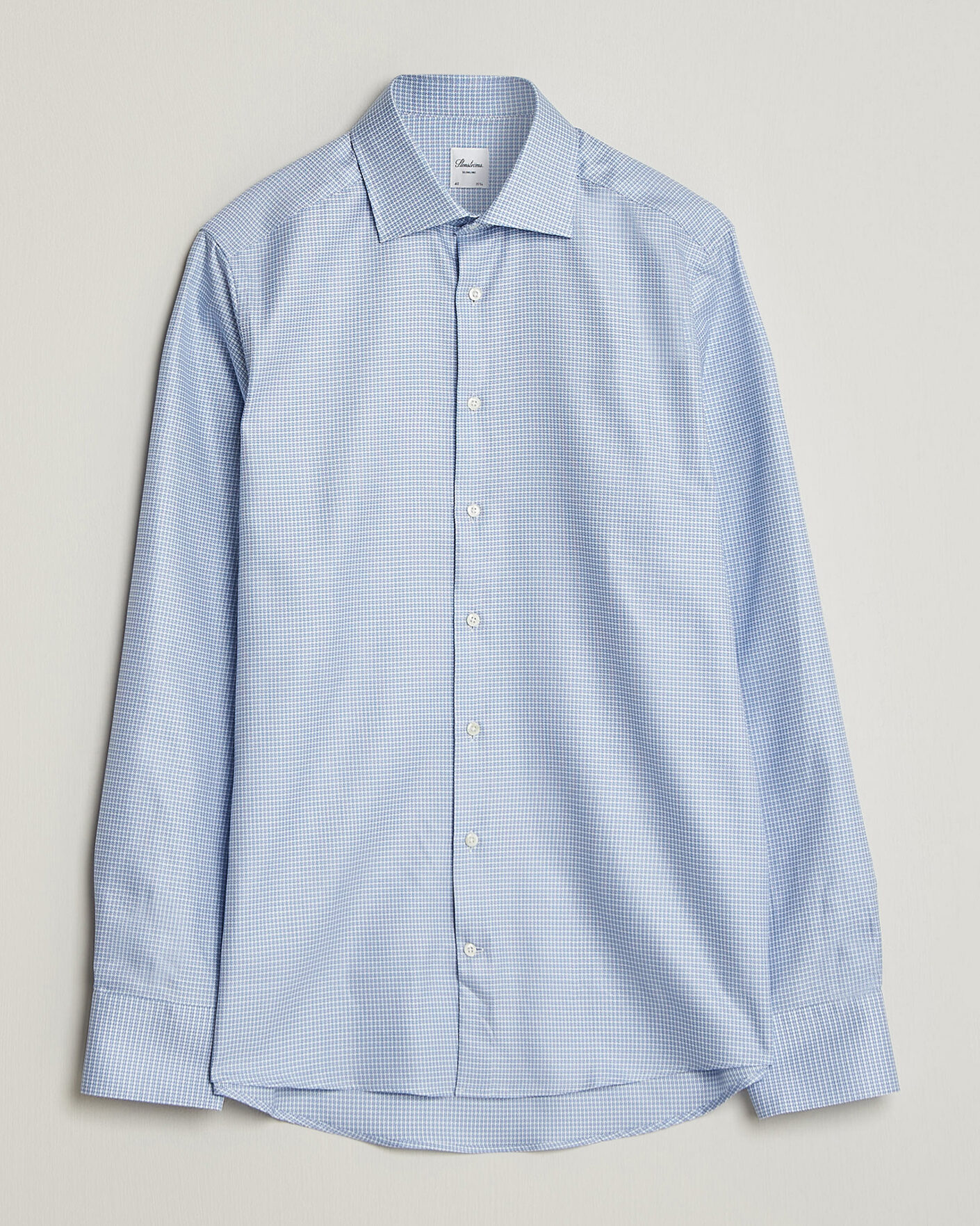 Homme | Chemises | Stenströms | Slimline Twofold Houndstooth Shirt Blue