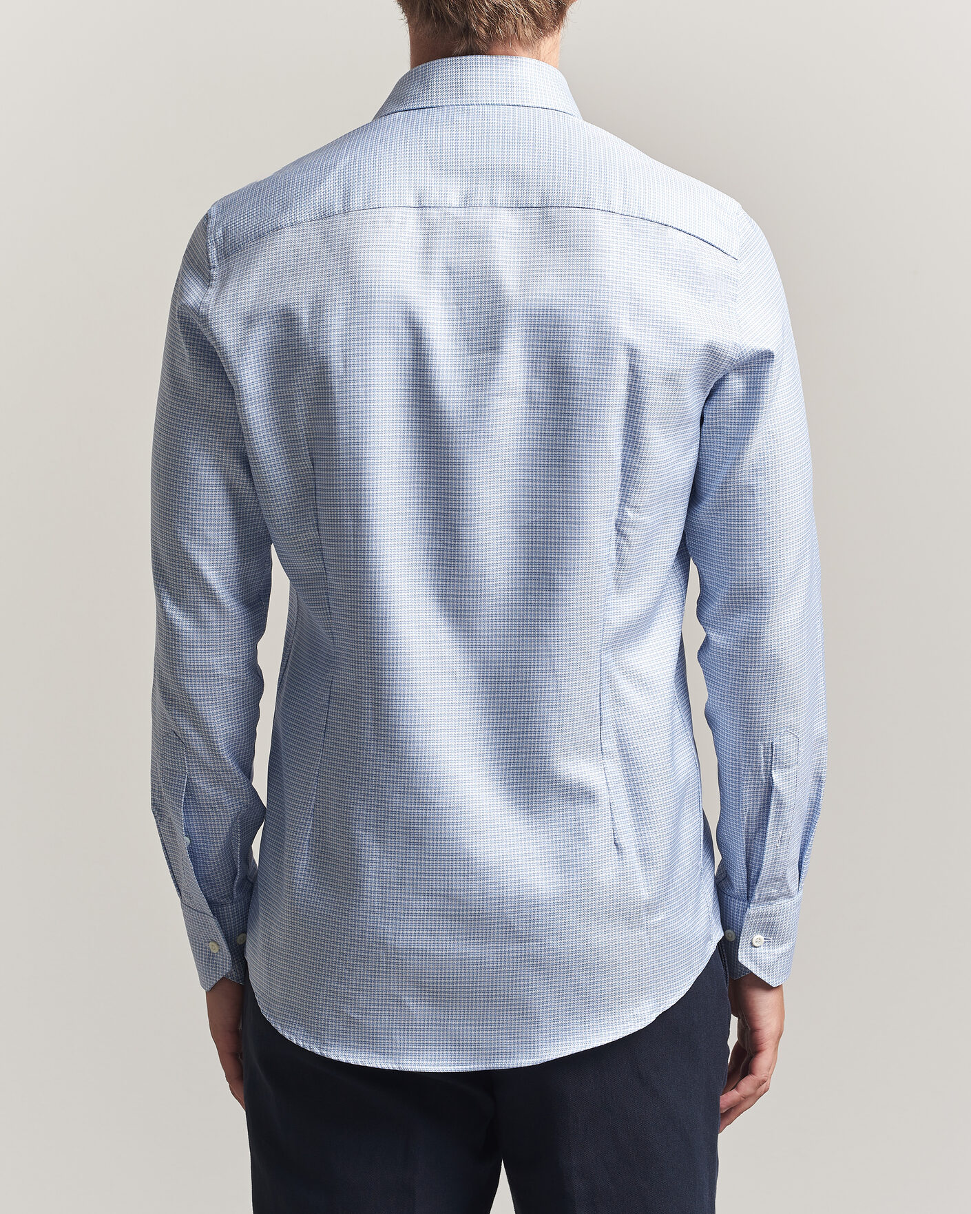 Homme | Chemises | Stenströms | Slimline Twofold Houndstooth Shirt Blue