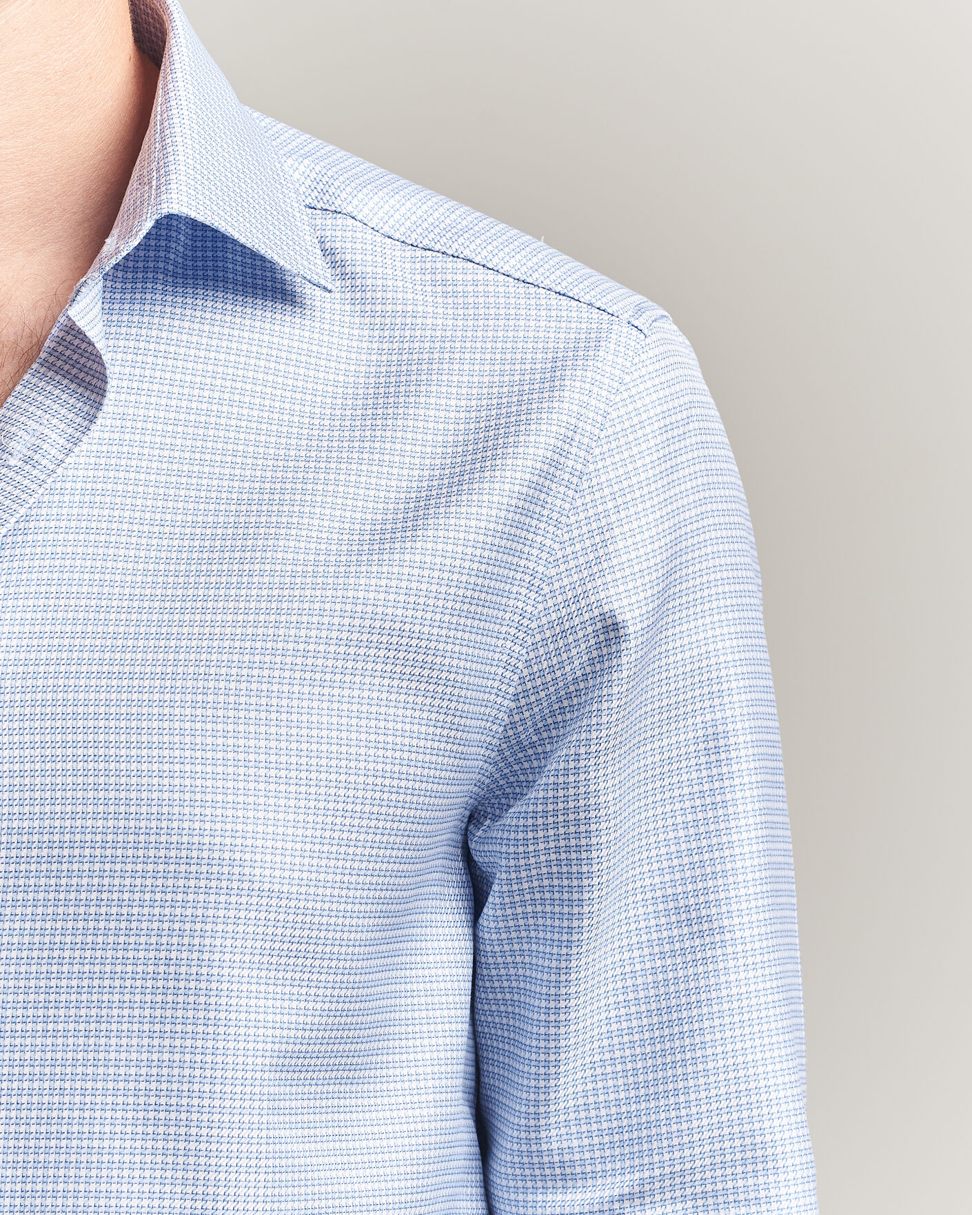 Homme | Chemises | Stenströms | Slimline Twofold Houndstooth Shirt Blue