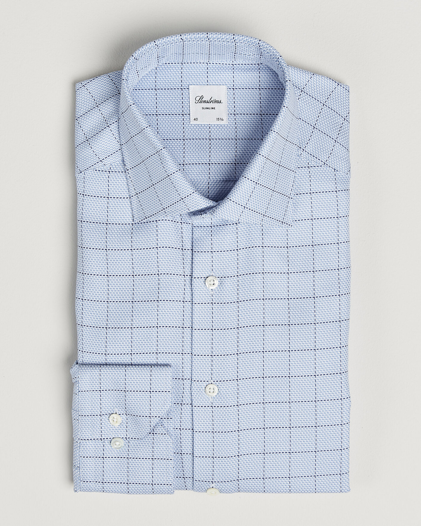 Homme | Chemises | Stenströms | Slimline Twofold Structure Check Shirt Blue