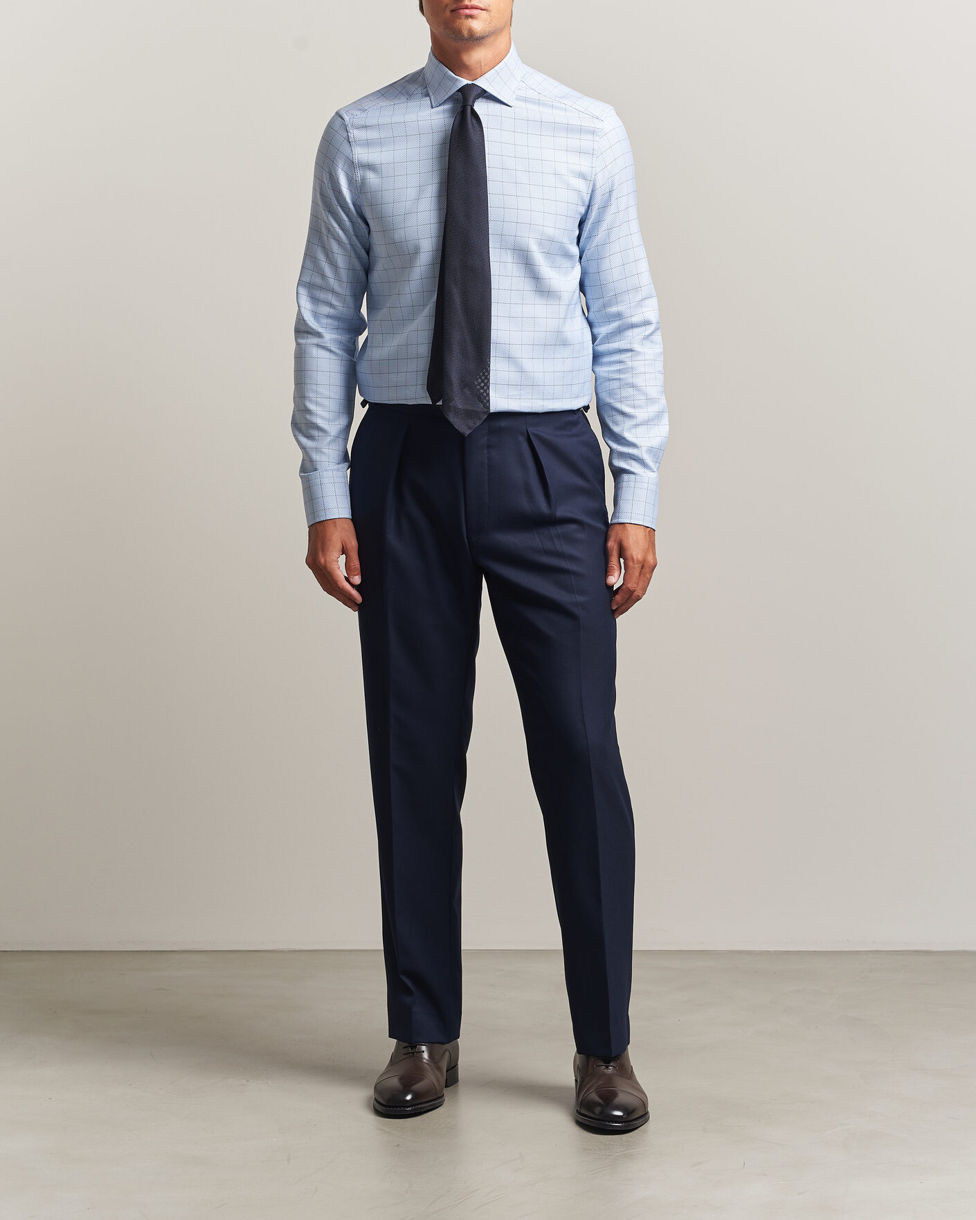 Homme | Chemises | Stenströms | Slimline Twofold Structure Check Shirt Blue