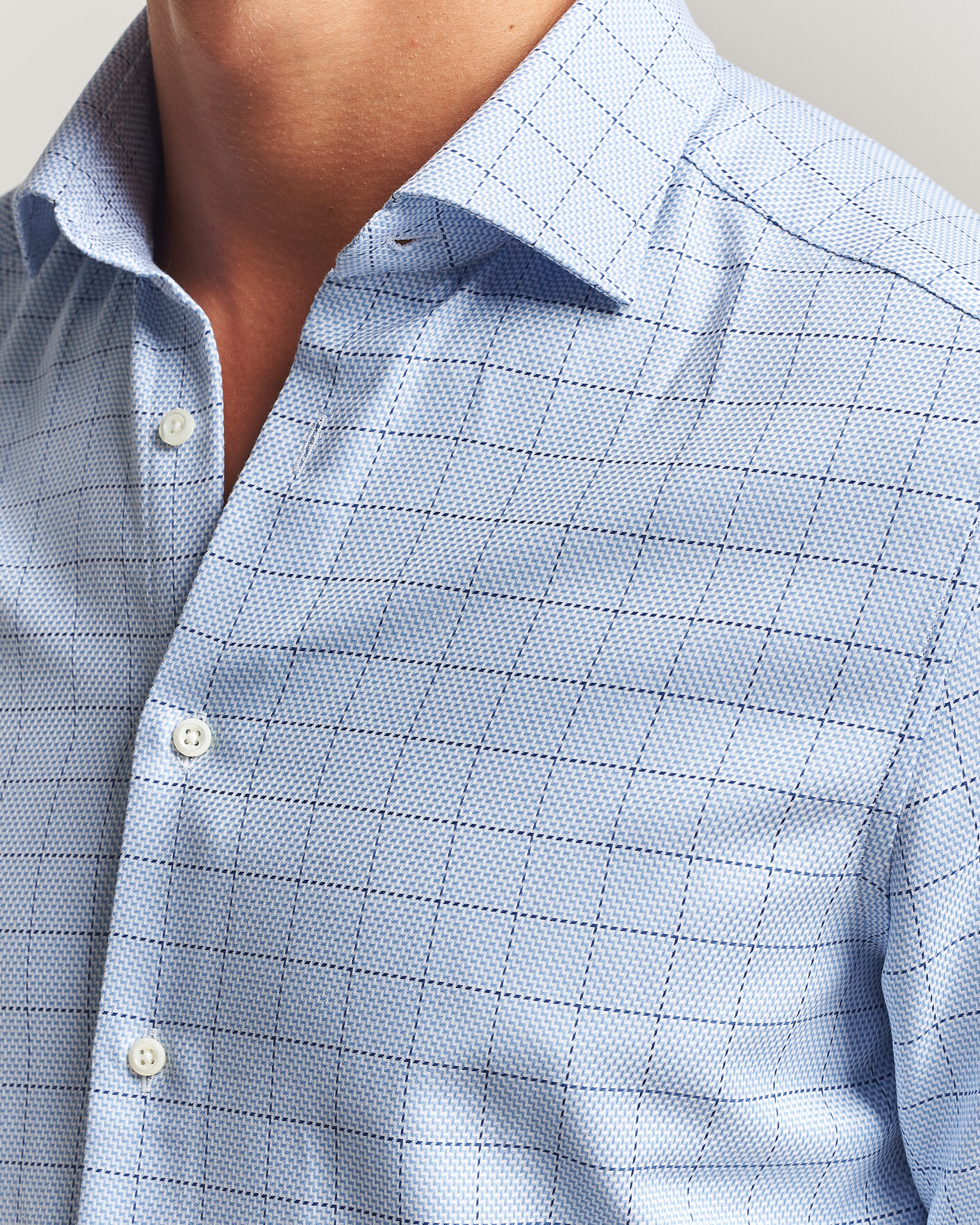 Homme | Chemises | Stenströms | Slimline Twofold Structure Check Shirt Blue