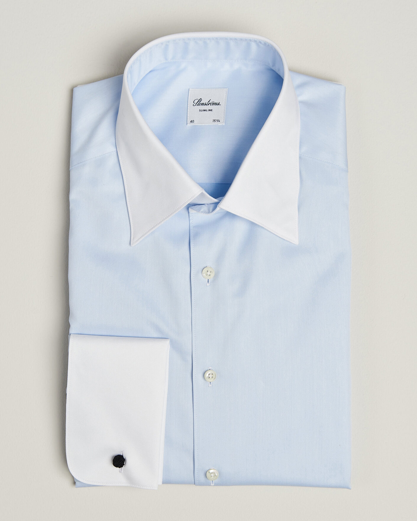 Homme | Chemises | Stenströms | Slimline White Collar Whinchester Shirt Blue