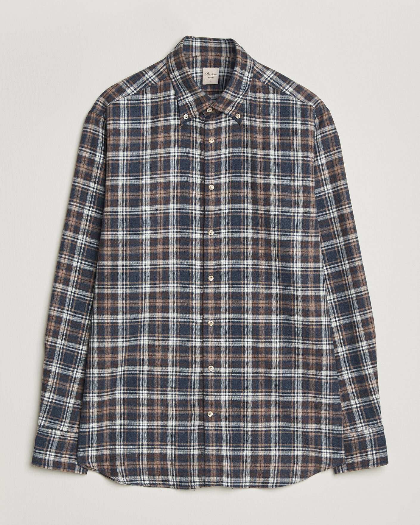 Homme | Chemises | Stenströms | Regular Fit Check Cut Away Flannel Shirt Navy