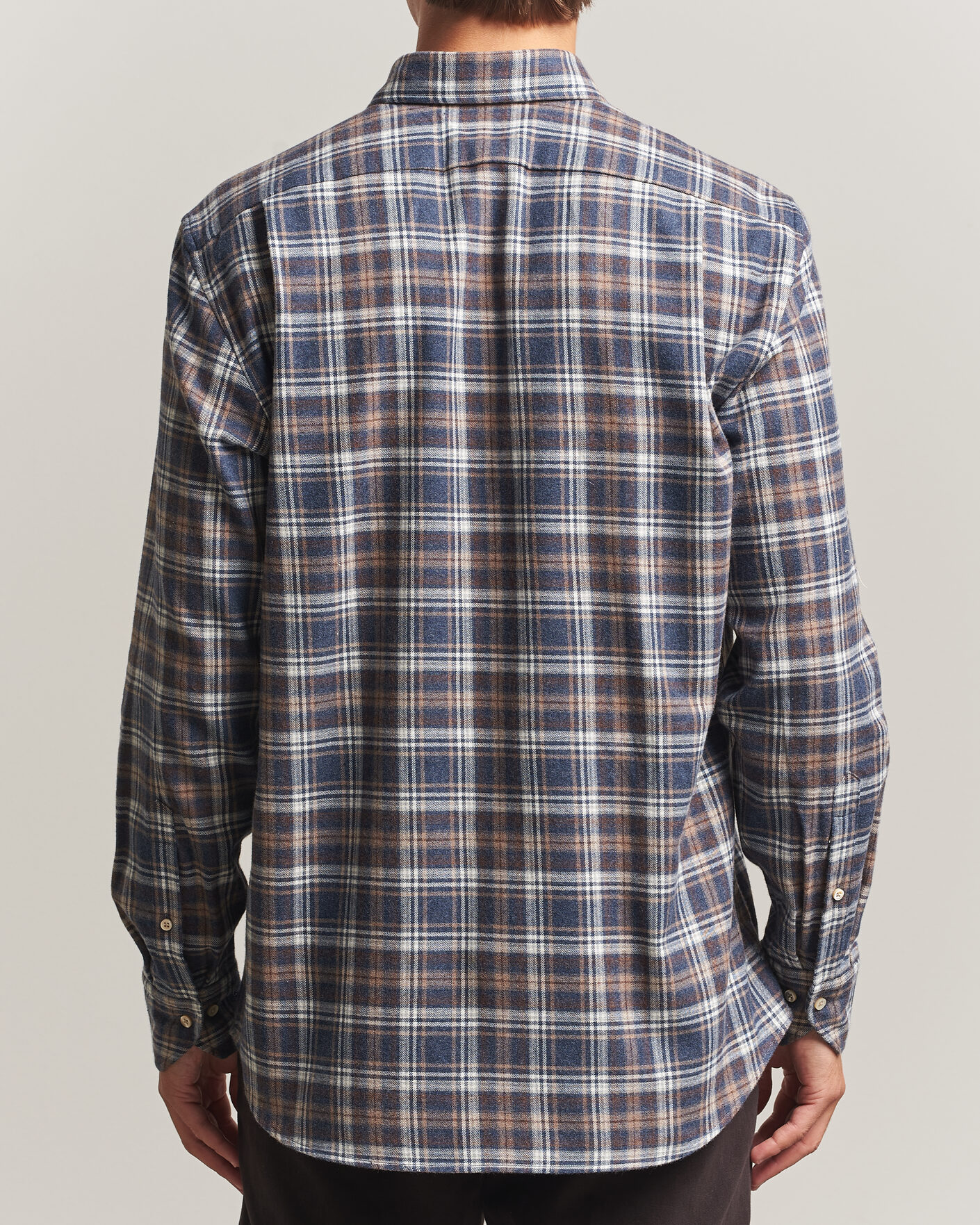 Homme | Chemises | Stenströms | Regular Fit Check Cut Away Flannel Shirt Navy