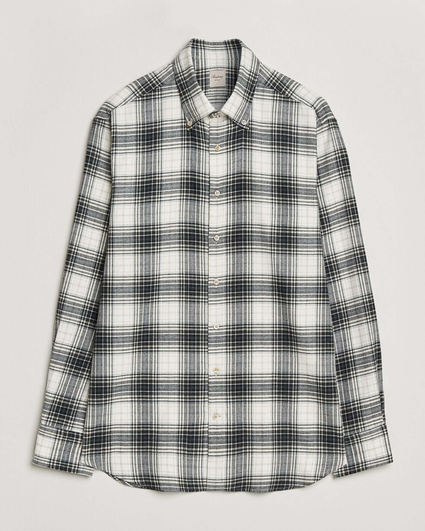 Homme | Chemises | Stenströms | Regular Fit Check Button Down Flannel Shirt Grey
