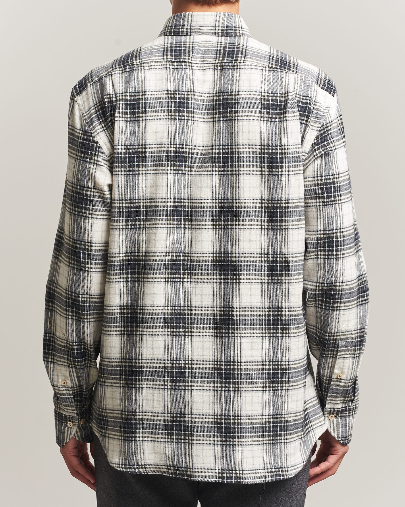 Homme | Chemises | Stenströms | Regular Fit Check Button Down Flannel Shirt Grey