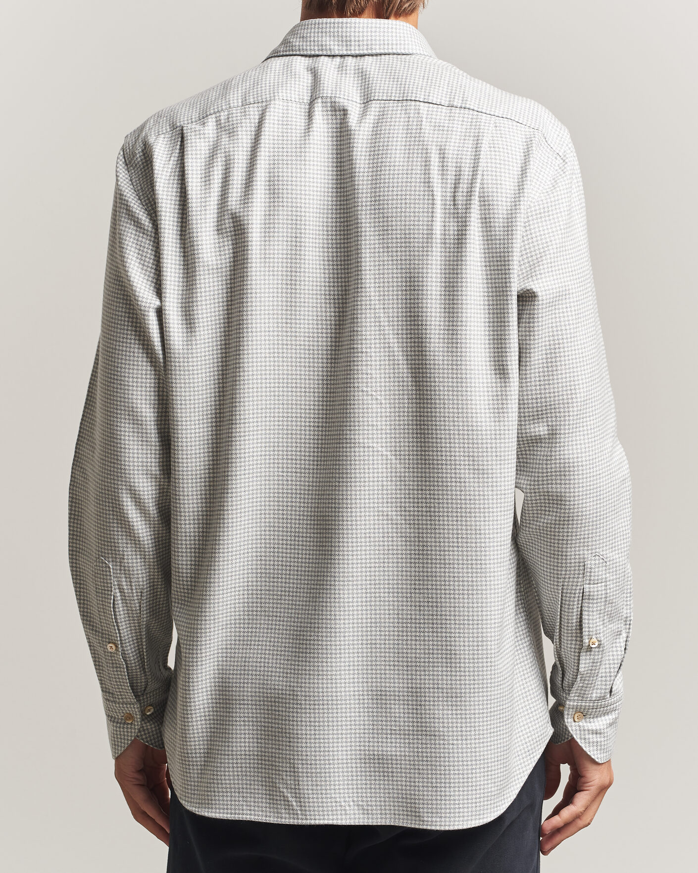 Homme | Chemises | Stenströms | Regular Fit Houndstooth Flannel Shirt Grey