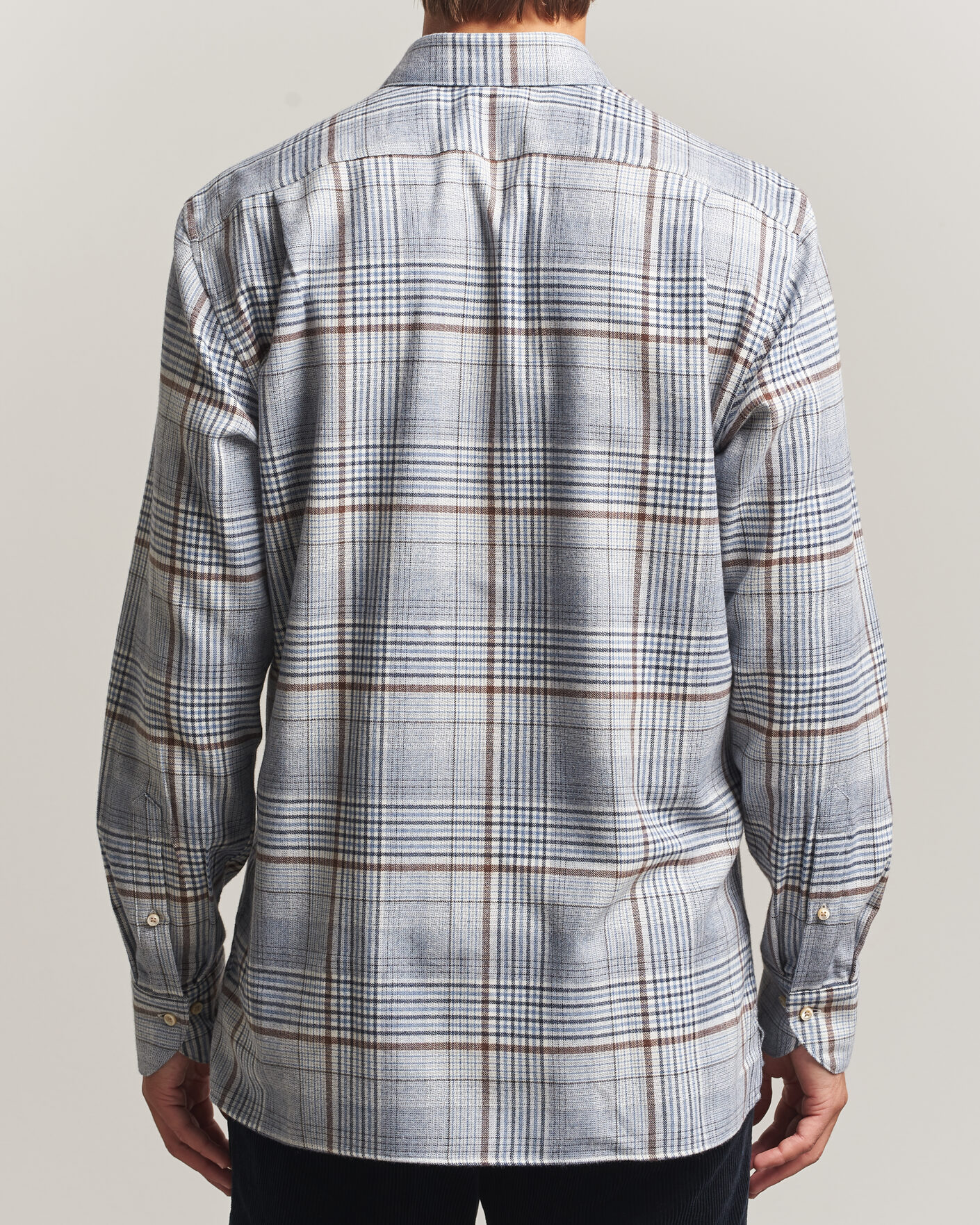 Homme | Chemises | Stenströms | Regular Fit Front Pocket Flannel Shirt Blue
