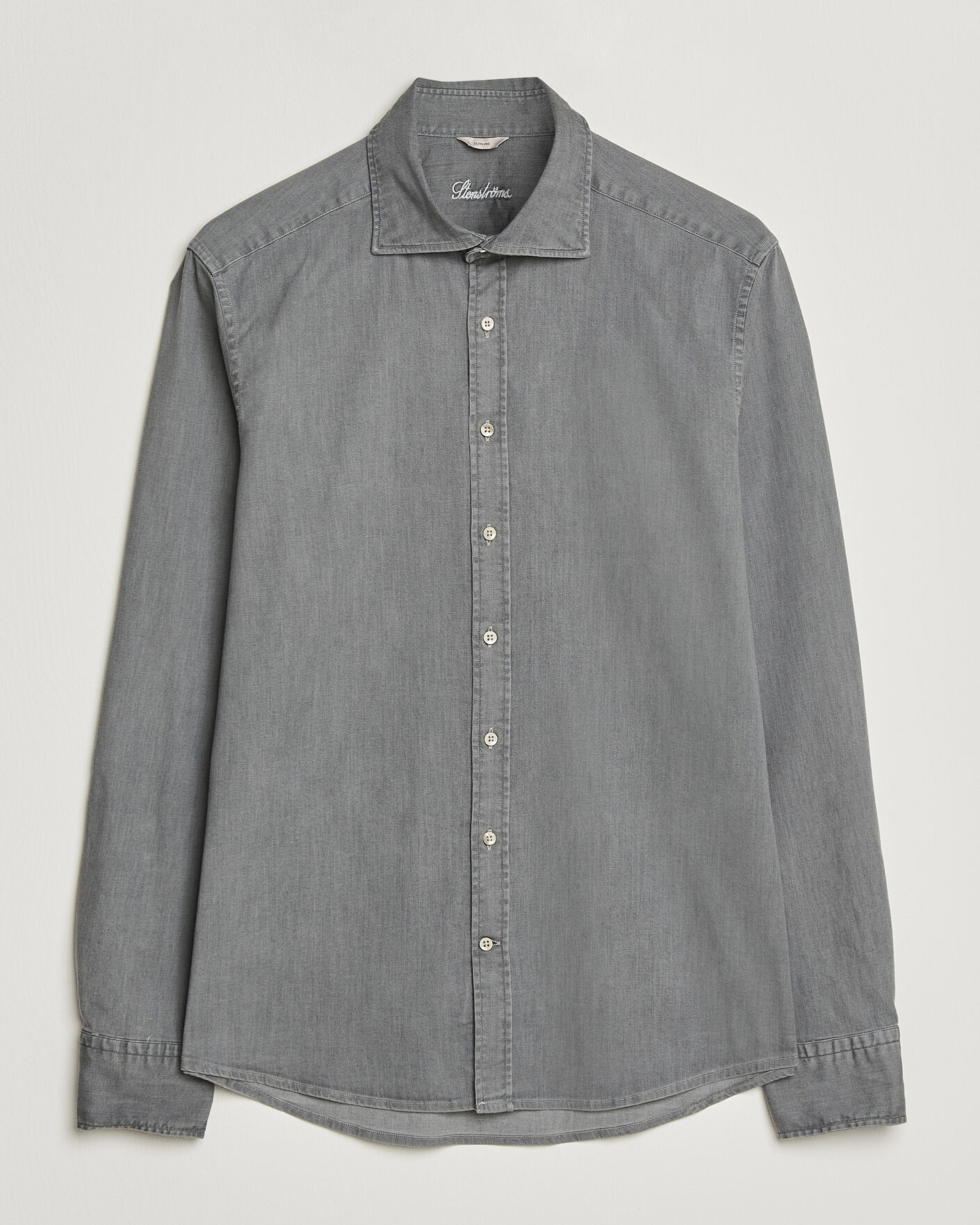 Homme | Chemises | Stenströms | Slimline Garment Washed Shirt Grey Denim