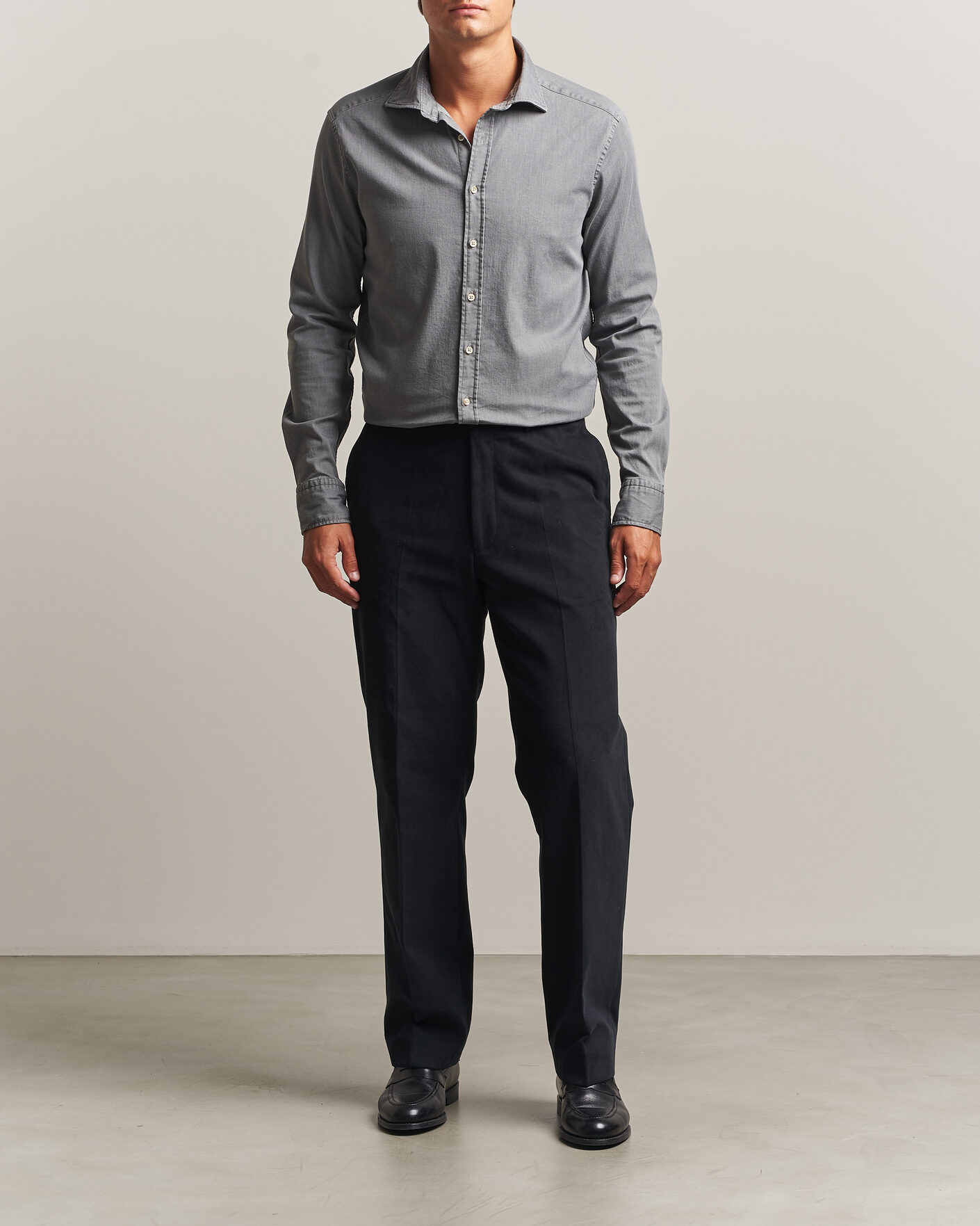 Homme | Chemises | Stenströms | Slimline Garment Washed Shirt Grey Denim