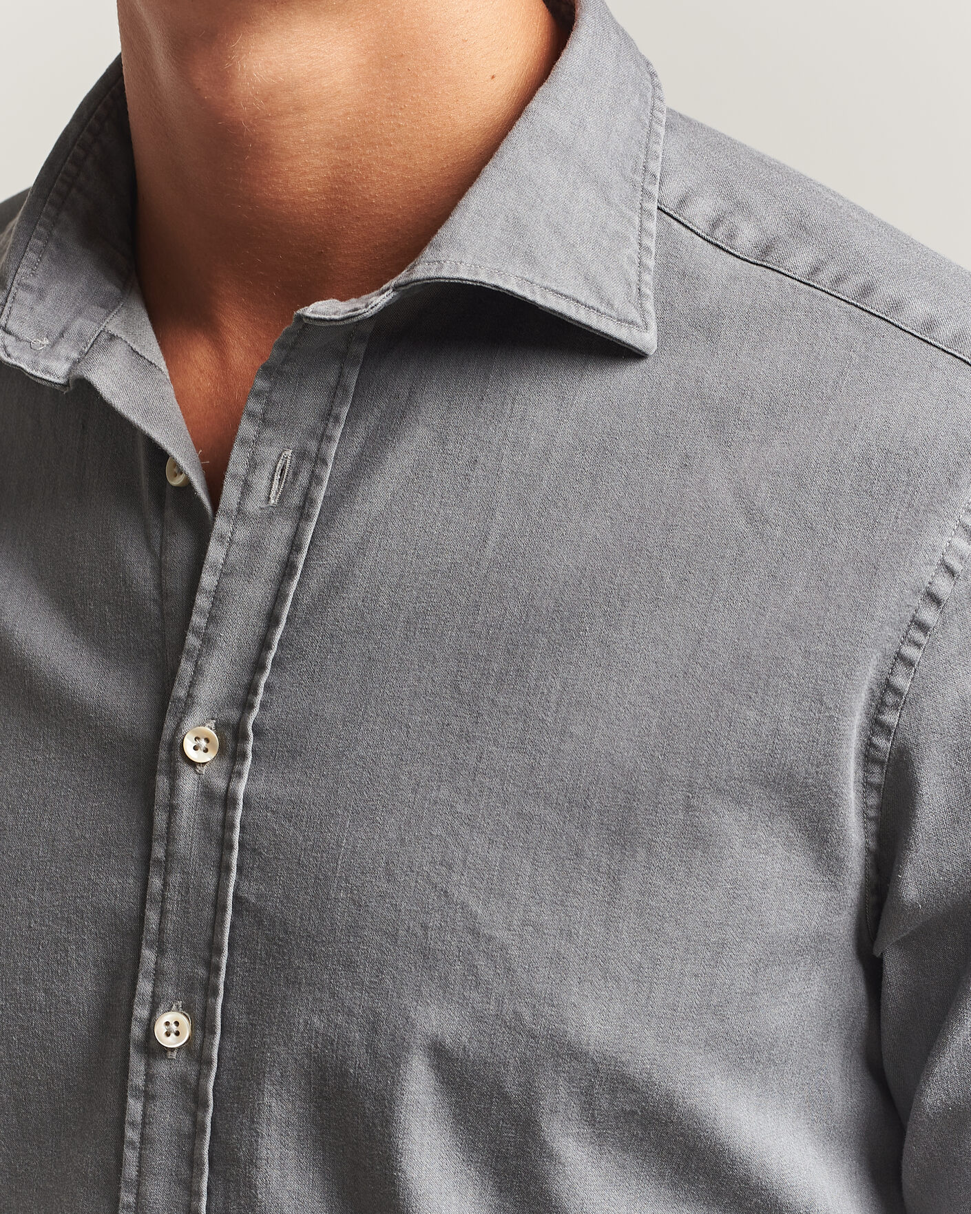 Homme | Chemises | Stenströms | Slimline Garment Washed Shirt Grey Denim