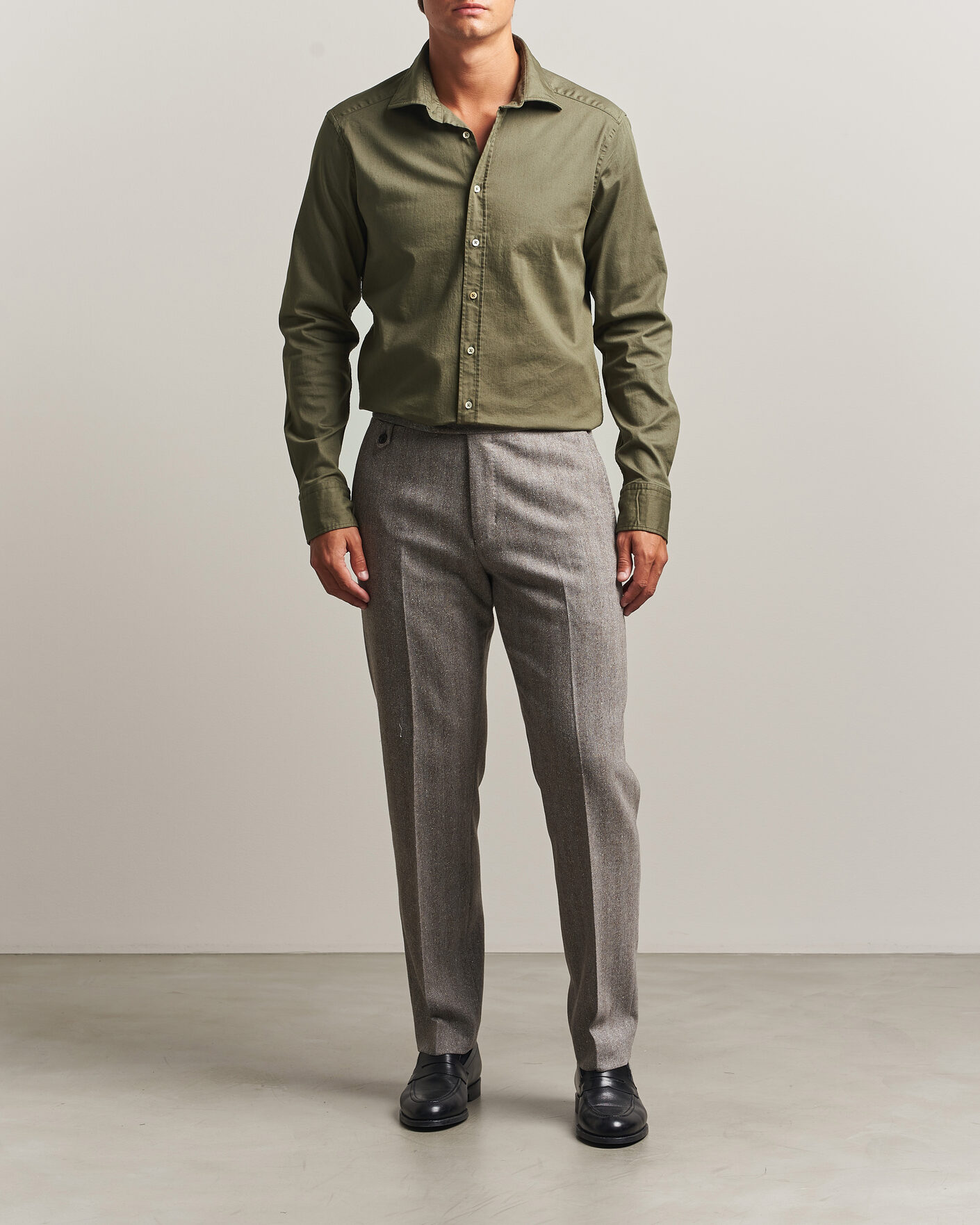 Homme | Chemises | Stenströms | Slimline Garment Washed Shirt Green Denim