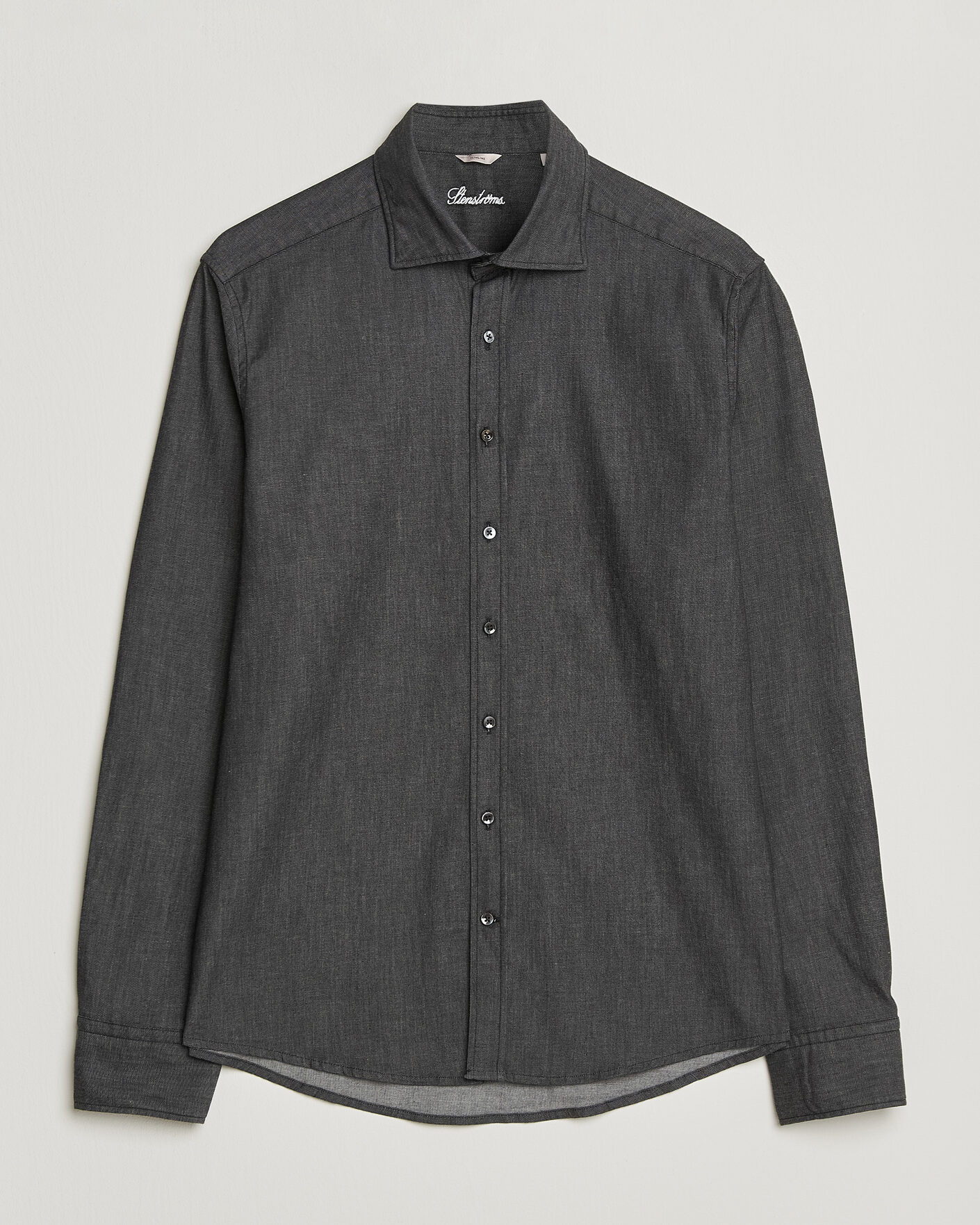 Homme | Chemises | Stenströms | Slimline Garment Washed Shirt Black Denim