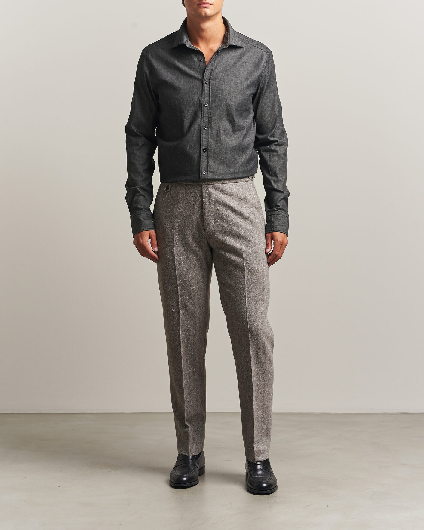 Homme | Chemises | Stenströms | Slimline Garment Washed Shirt Black Denim