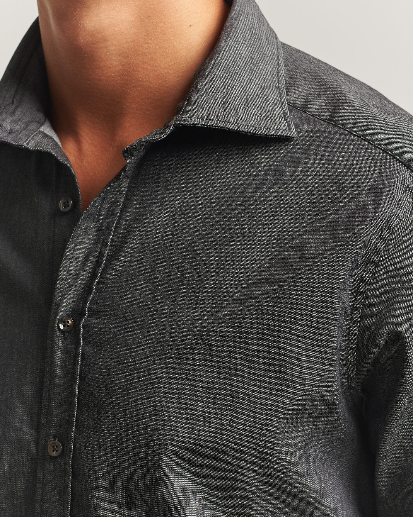 Homme | Chemises | Stenströms | Slimline Garment Washed Shirt Black Denim