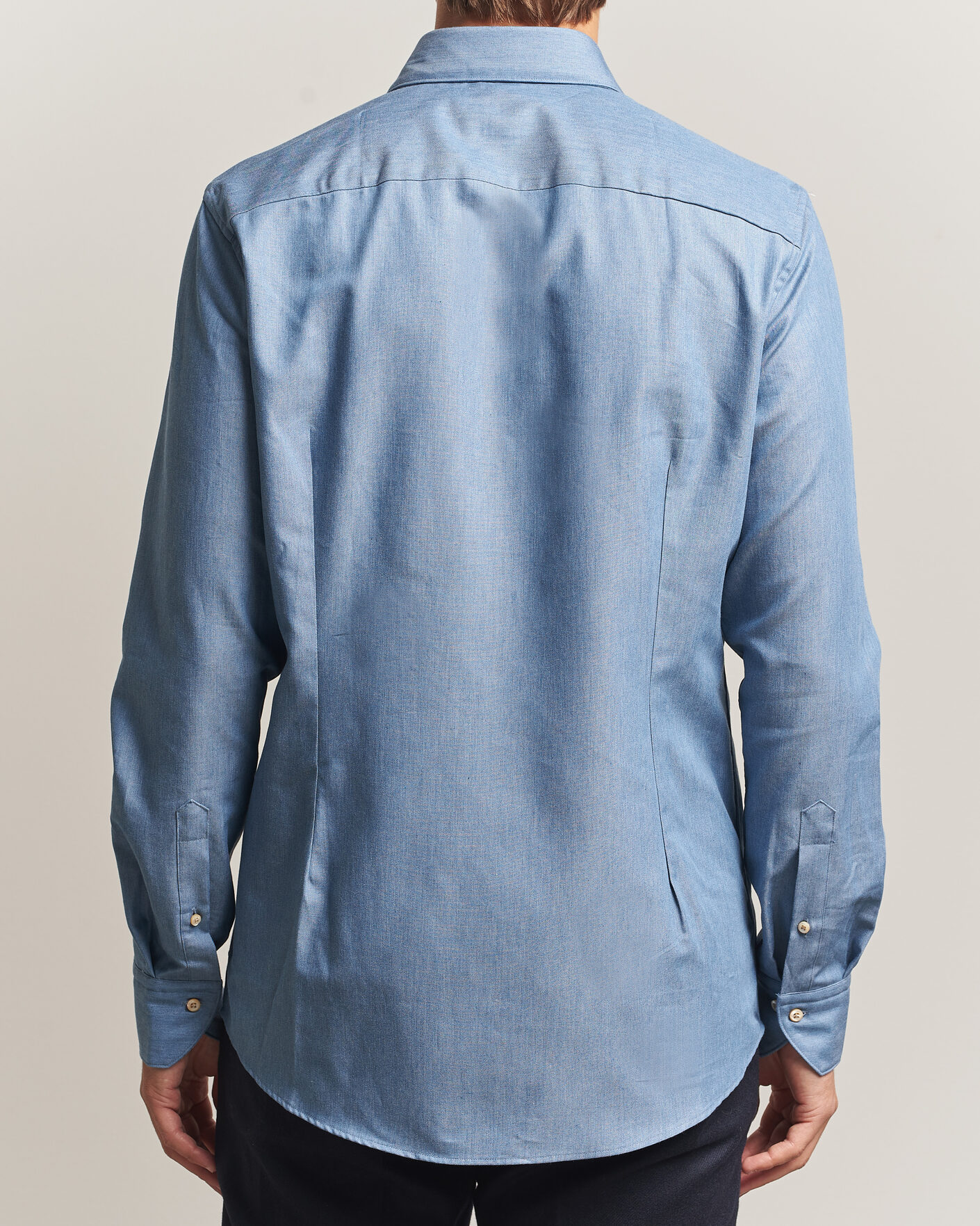 Homme | Chemises | Stenströms | Slimline Cotton Twill Denim Shirt Blue