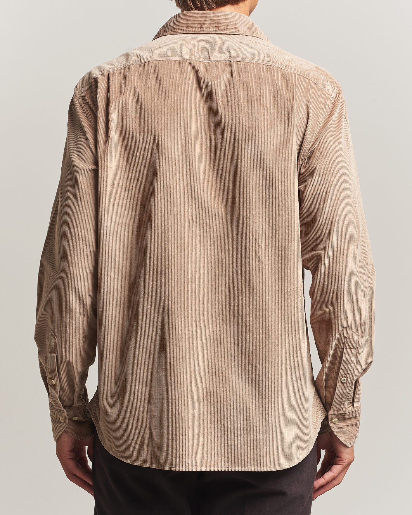 Homme | Chemises | Stenströms | Regular Fit Cord Pocket Shirt Light Brown