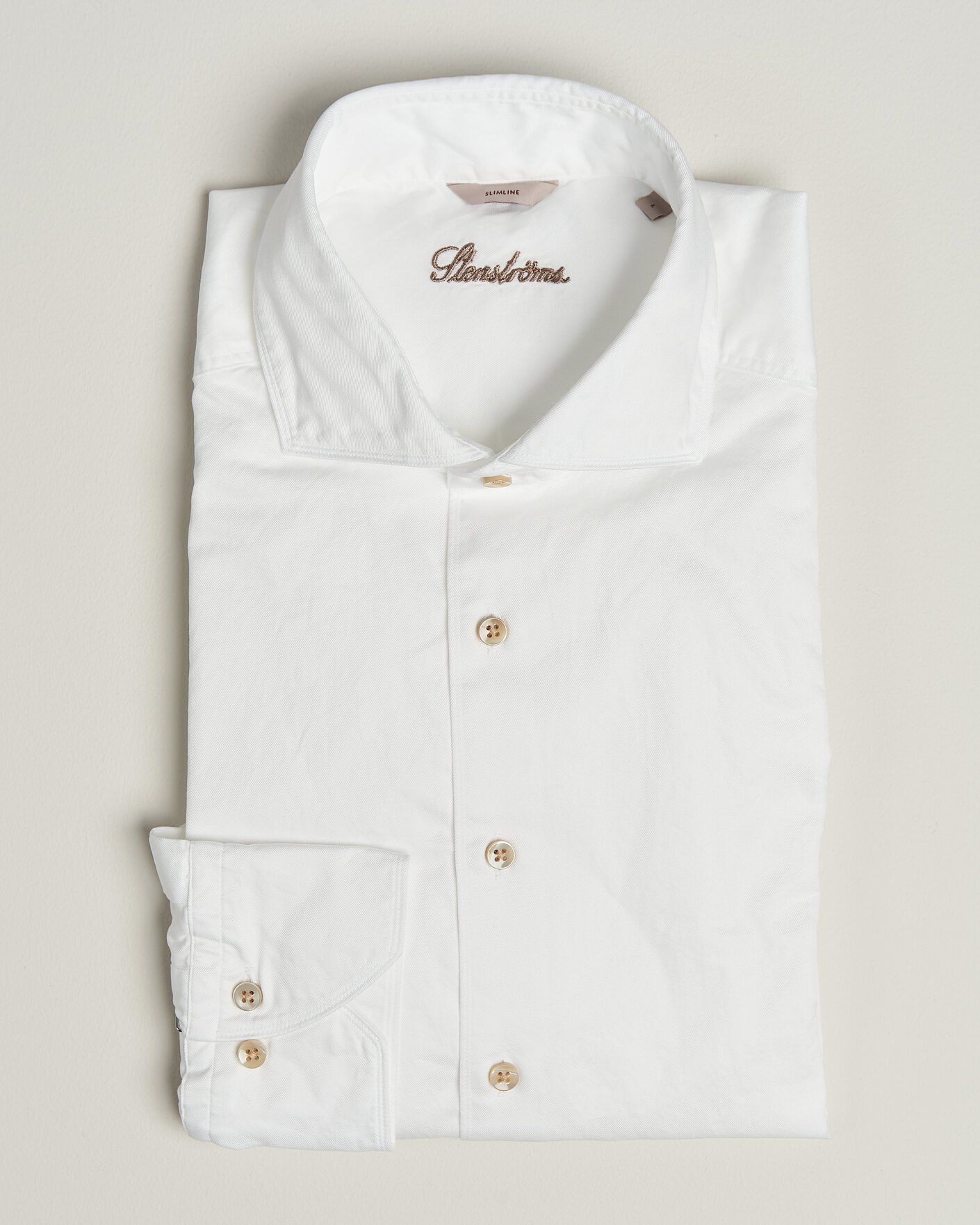 Homme | Chemises | Stenströms | Slimline Washed Cotton Twill Cut Away Shirt White